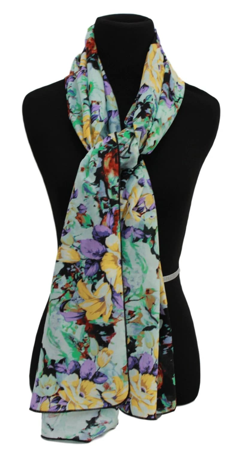 Multicolored Floral Cotton Scarf, Timeless Flower Print Neck Wrap for Women - image 3