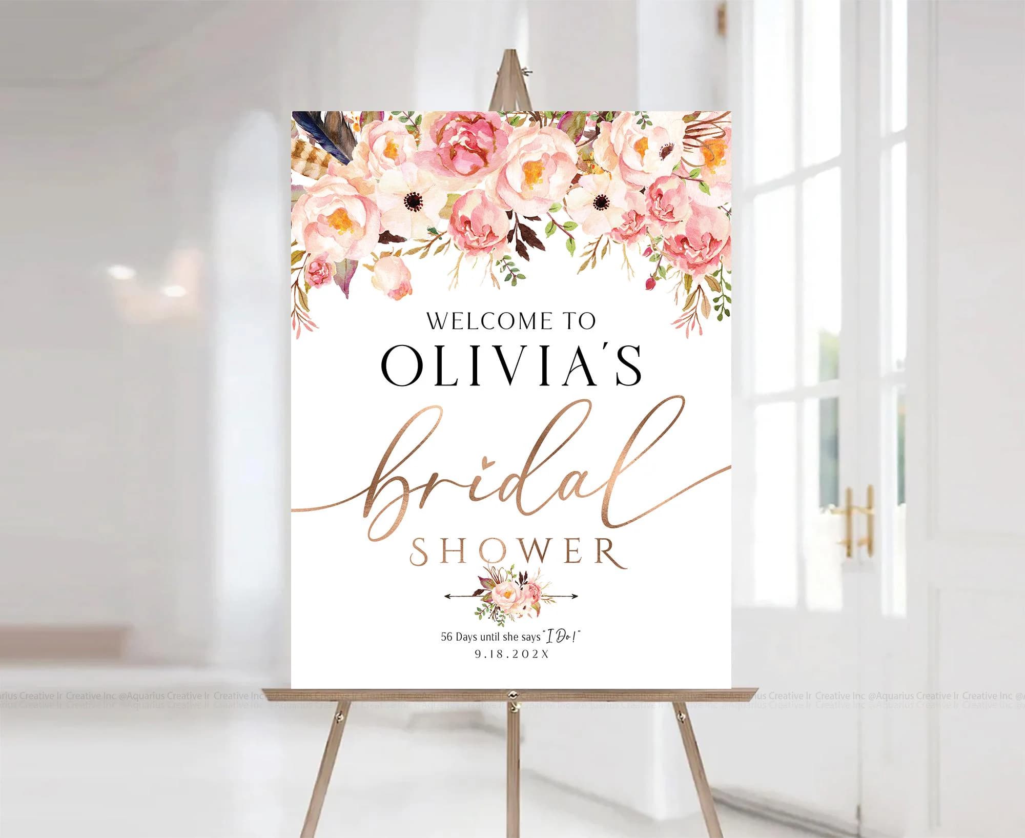 Bridal Shower Decor, Blush Pink Bridal Shower Decorations, Bridal Shower Banner, Bridal shower Invite, Bridal shower Poster, Blush Pink decor, Bridal Tea sign, Bridal Brunch Sign, Rose Gold Decor, Greenery Decor, Couples Shower Sign, Shower Sign