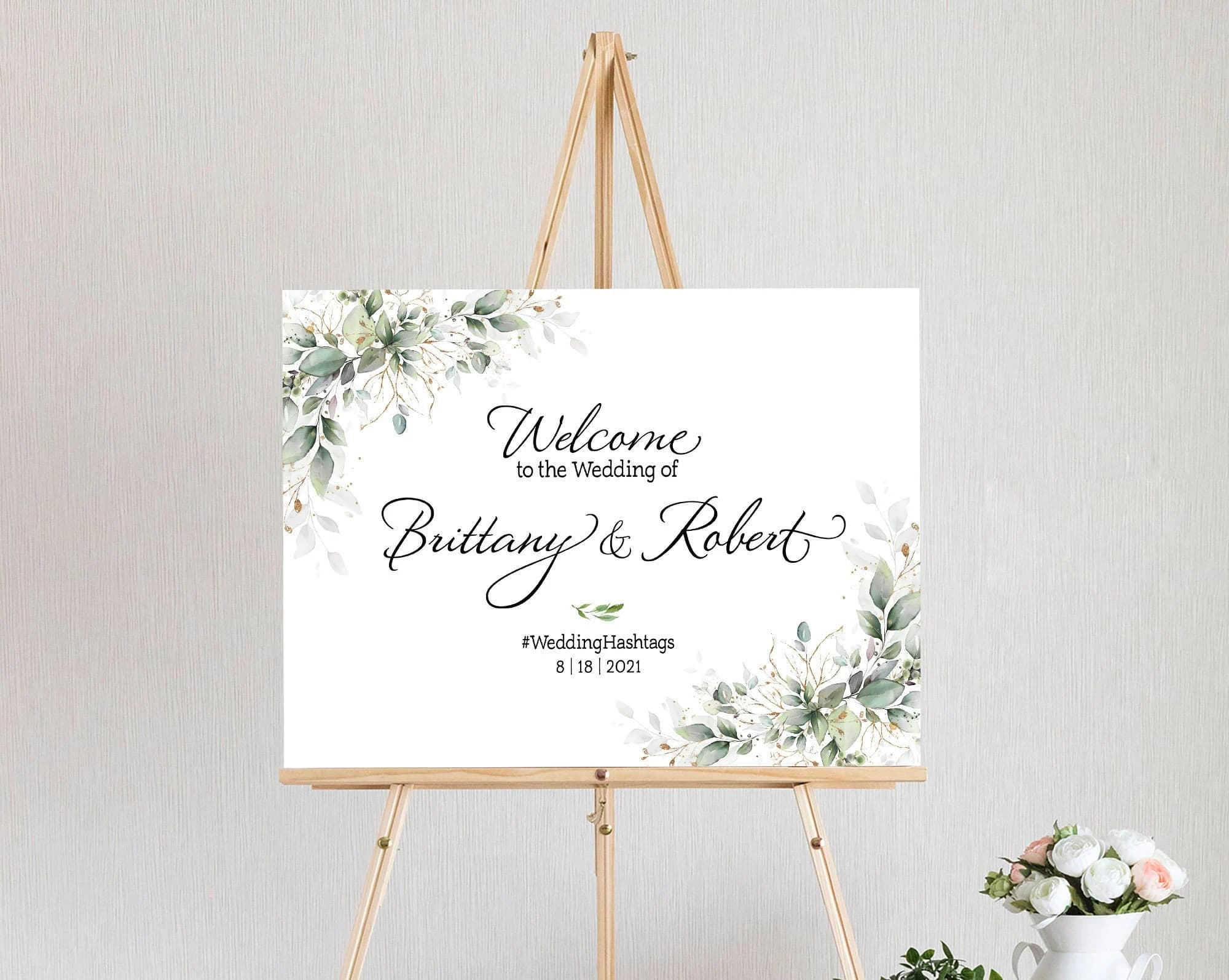 Wedding Welcome Sign, Wedding signs, Greenery Wedding decor, Engagement welcome sign, Rehearsal Dinner Sign, White rose Decor, White rose wedding Decorations, Reception Welcome Sign, Wedding reception sign, Engagement Decor, Rehearsal Dinner Decor