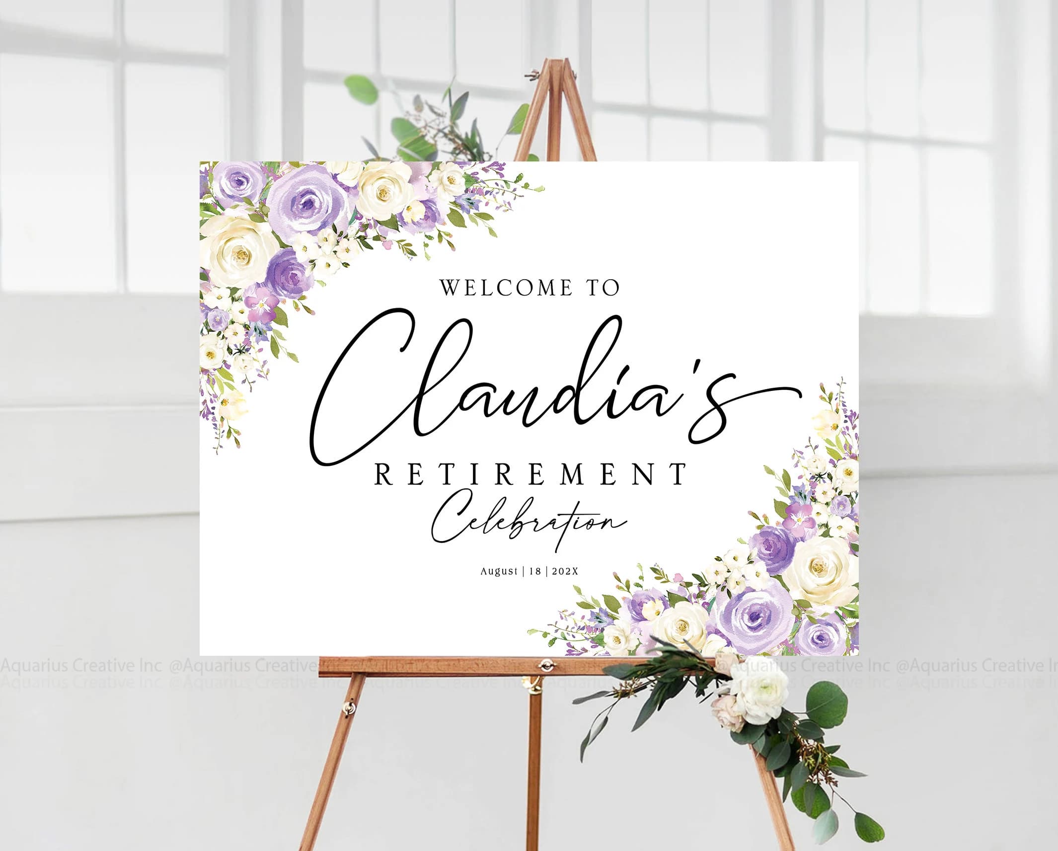 Retirement Party Sign, retirement welcome sign, Retirement Celebration Party Welcome Sign, Retirement Decor, Purple Retirement Decor - image 5