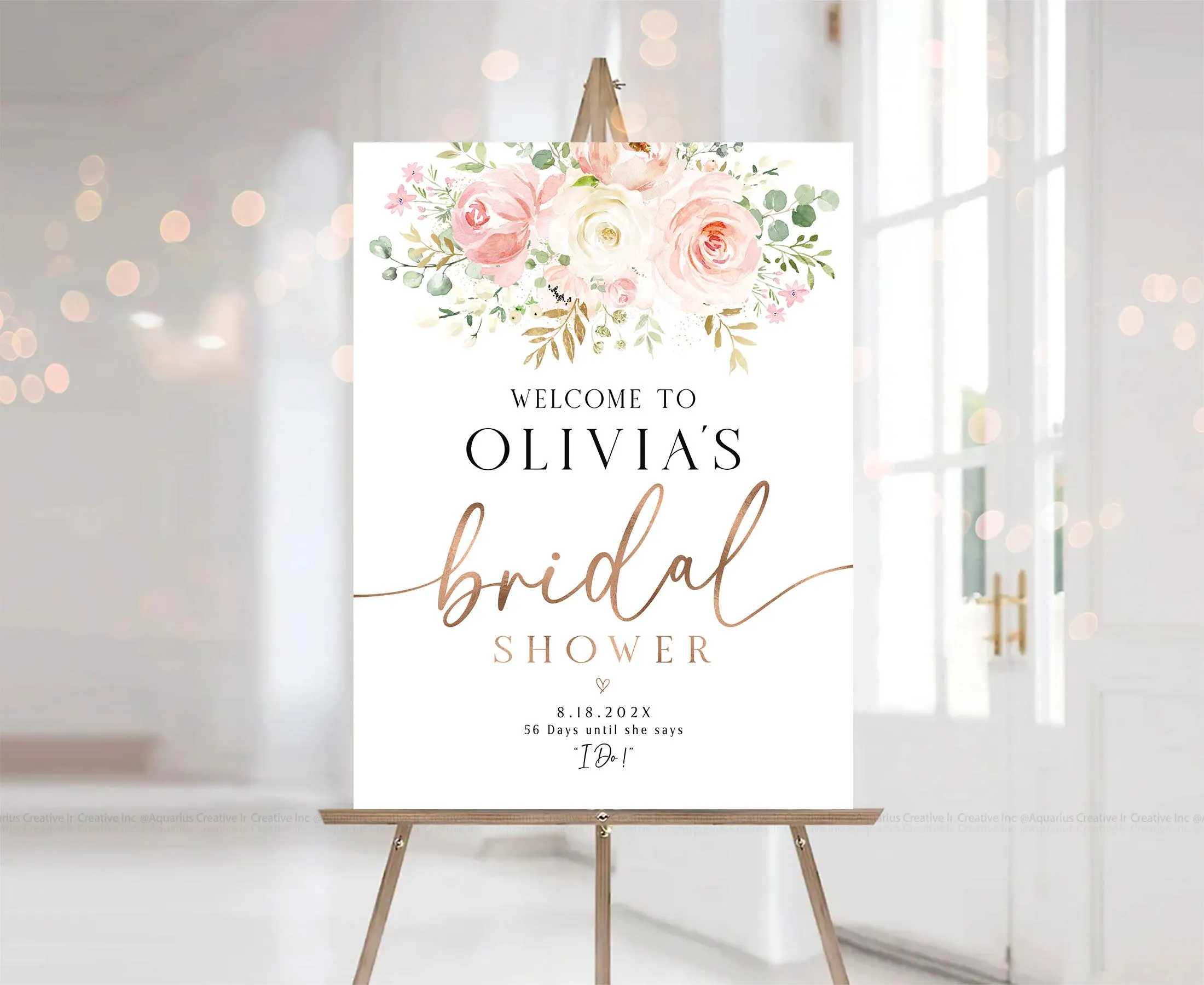 Bridal Shower Decor, Blush Pink Bridal Shower Decorations, Bridal Shower Banner, Bridal shower Invite, Bridal shower Poster, Blush Pink decor, Bridal Tea sign, Bridal Brunch Sign, Rose Gold Decor, Greenery Decor, Couples Shower Sign, Shower Sign