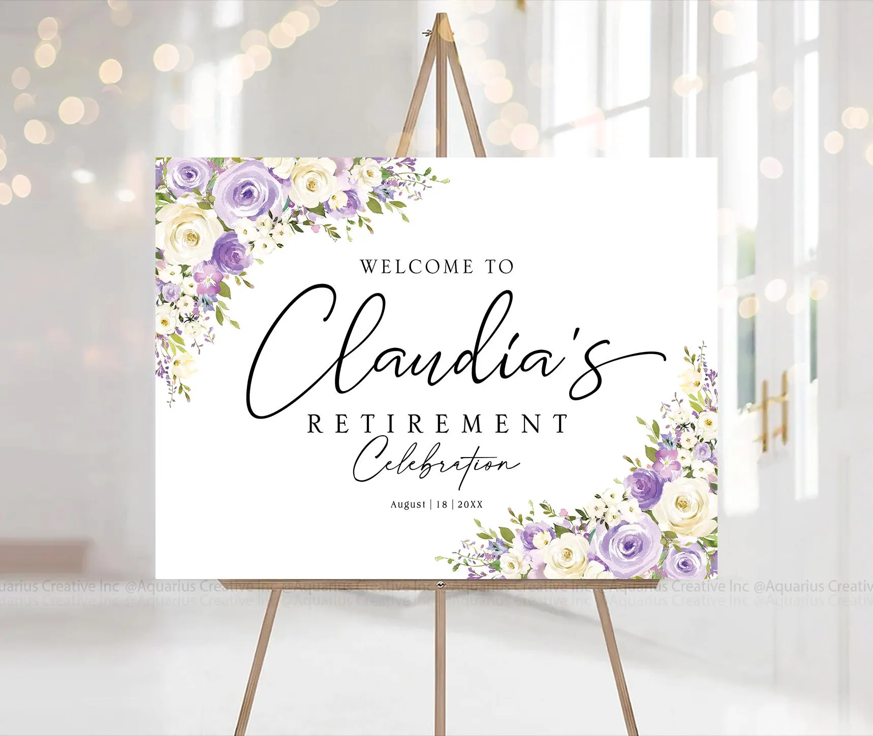 Retirement Party Sign, retirement welcome sign, Retirement Celebration Party Welcome Sign, Retirement Decor, Purple Retirement Decor - image 3