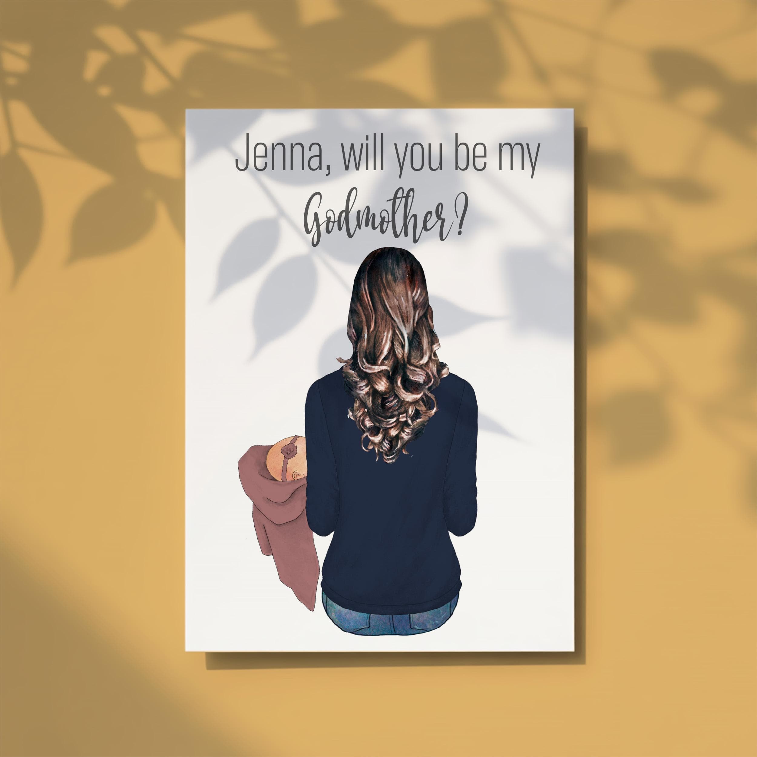Will You Be My Godmother Personalized Godparents Portrait Greeting Card