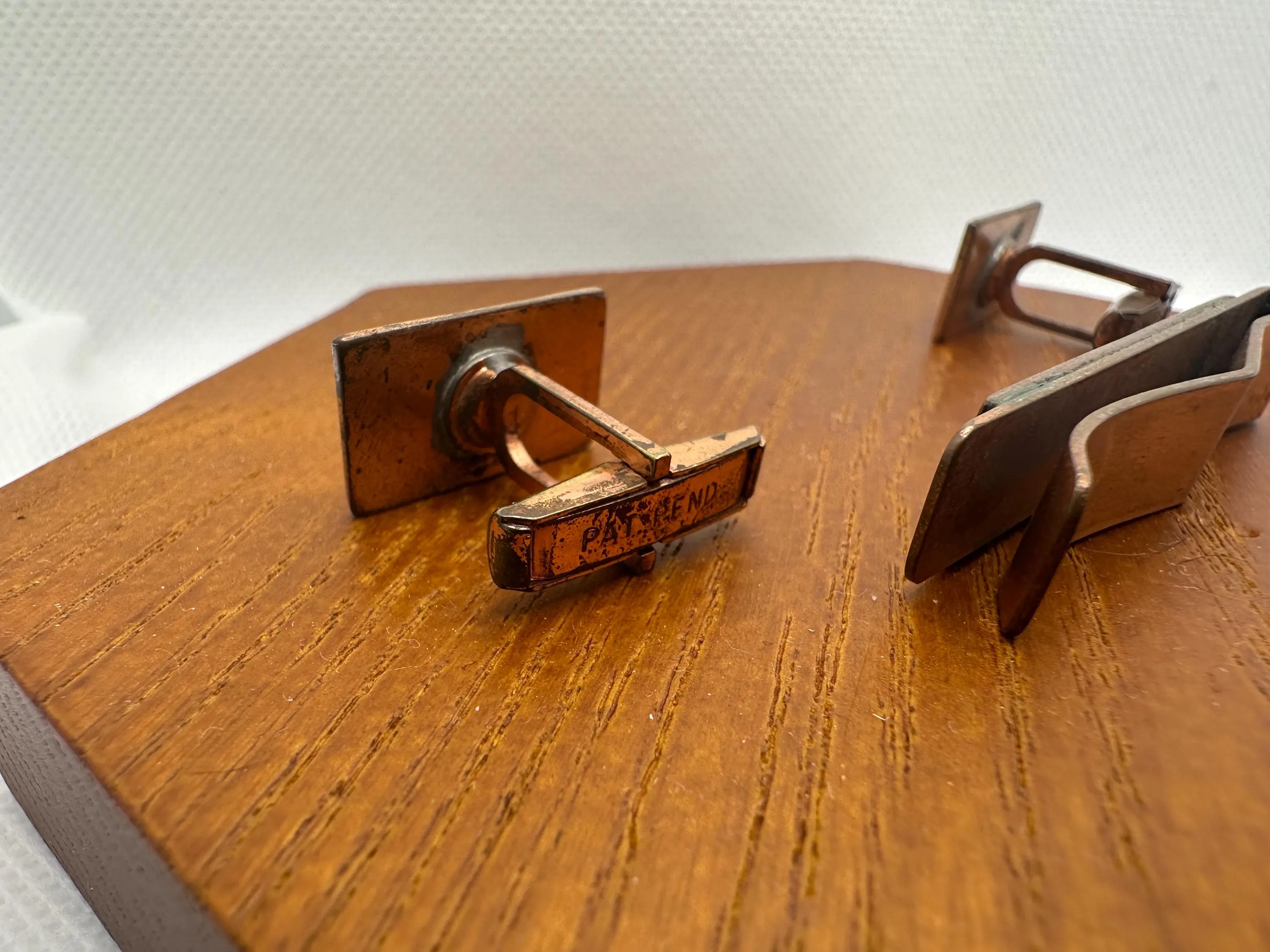 Vintage Copper Cufflinks and Tie Clip Matching Set: Southwestern Thunderbird, Indigenous Symbol - image 3