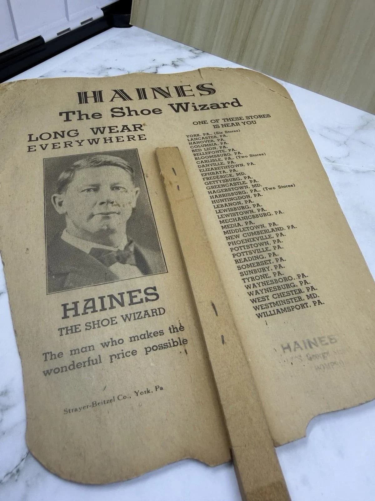 Vintage 1920s Haines The Shoe Wizard Advertising Fan York PA William Coffin - image 5