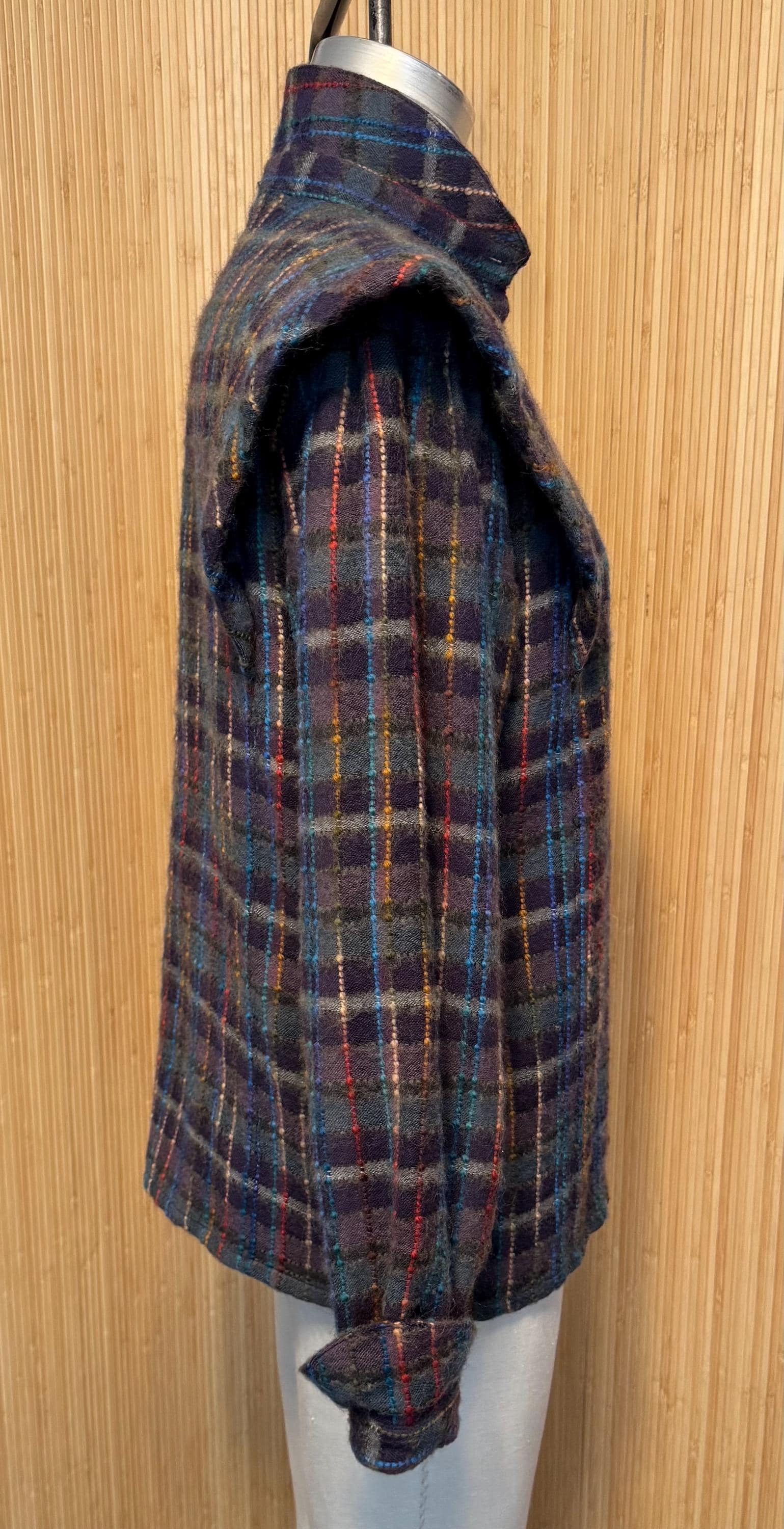 80s Marc D’Alcy Colorful Tweedy Lined Shirt/Jacket with Unique Flanged Shoulders - image 5