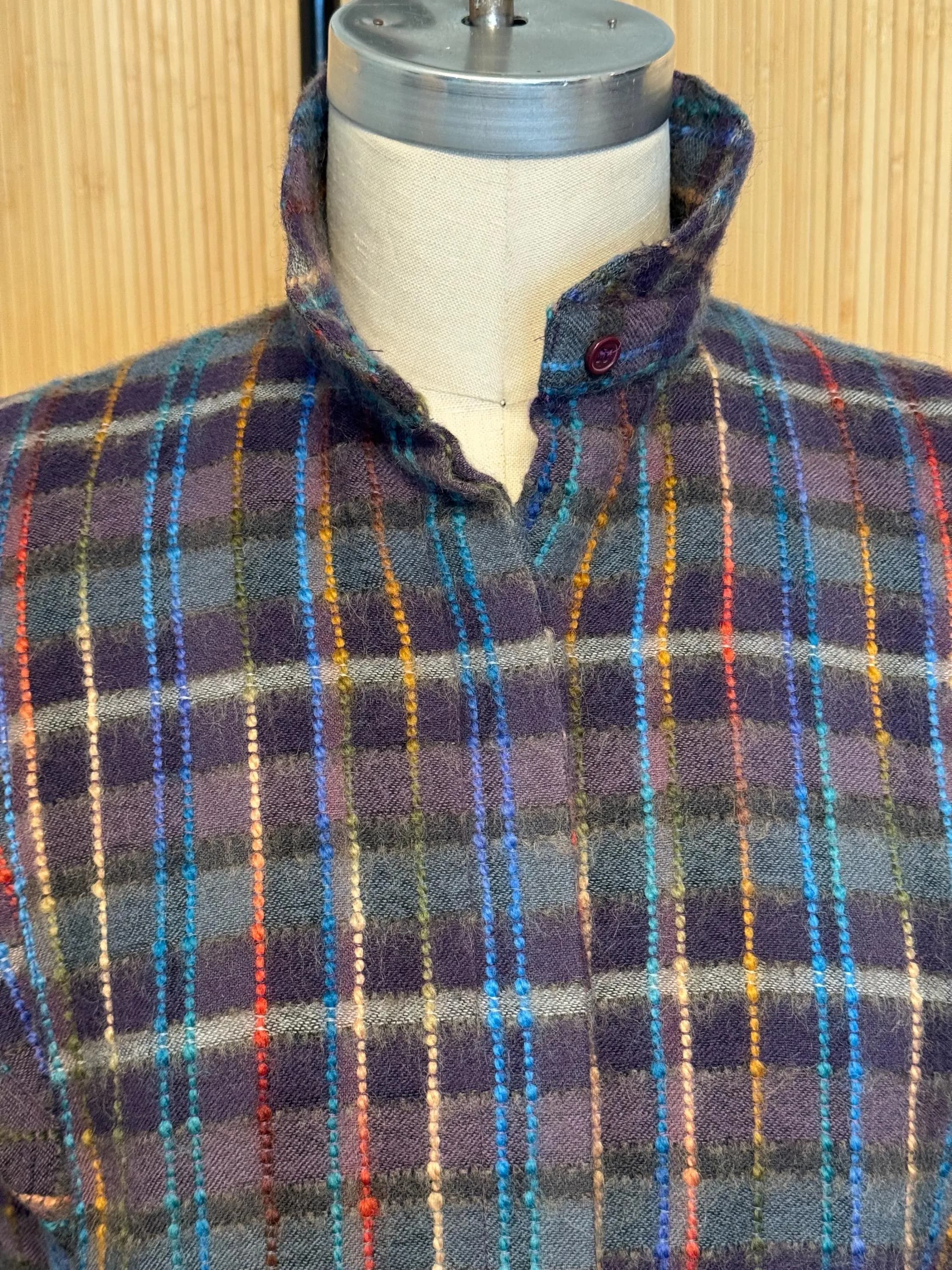 80s Marc D’Alcy Colorful Tweedy Lined Shirt/Jacket with Unique Flanged Shoulders - image 3