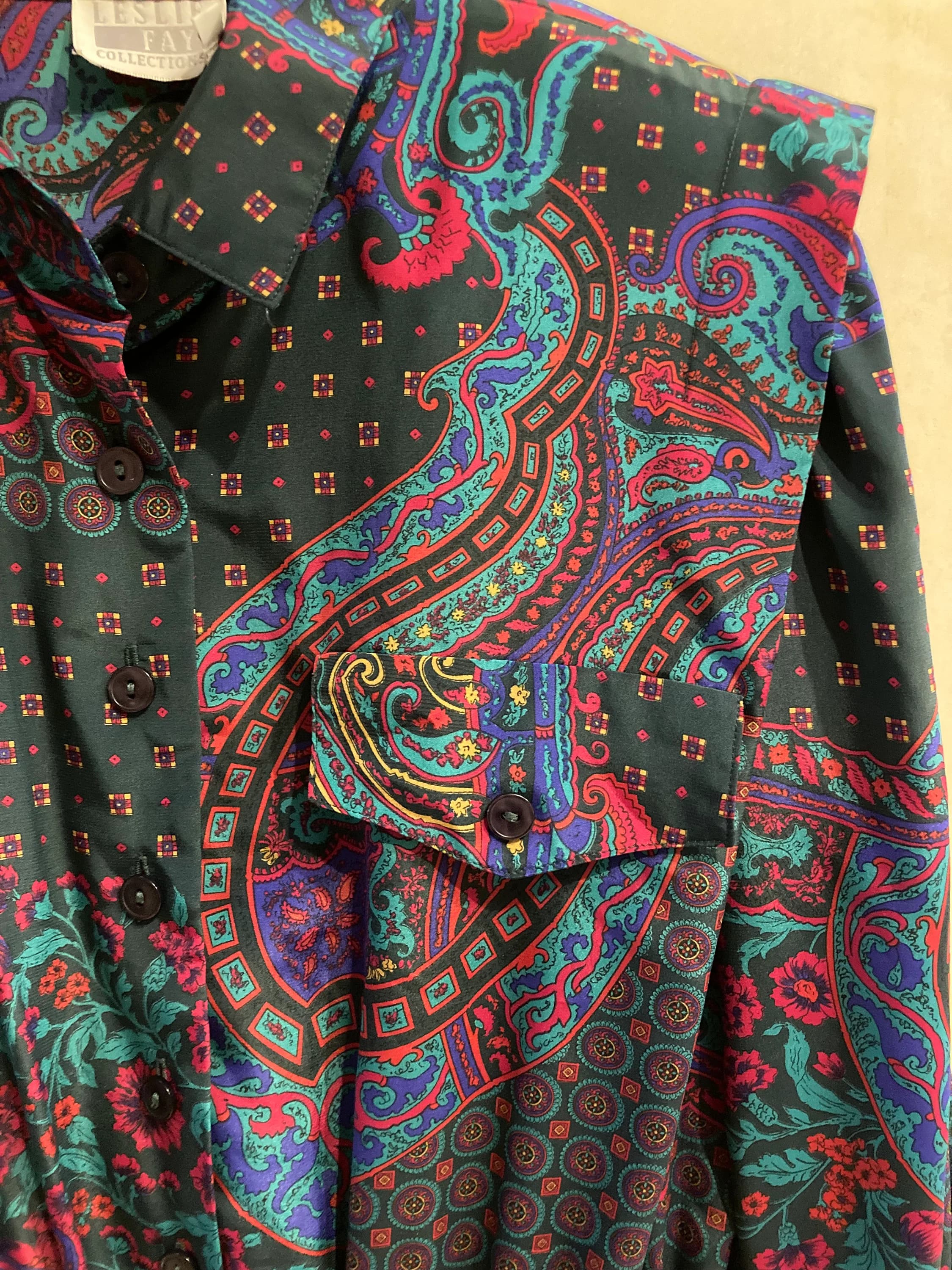 Leslie Fay Mixed Print Shirt Dress - image 5