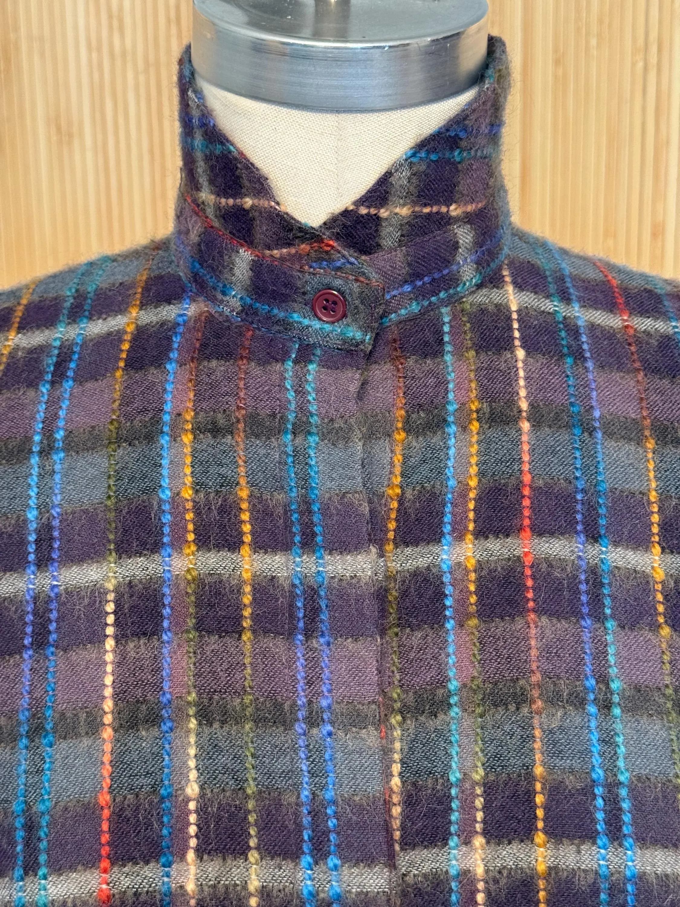 80s Marc D’Alcy Colorful Tweedy Lined Shirt/Jacket with Unique Flanged Shoulders - image 2