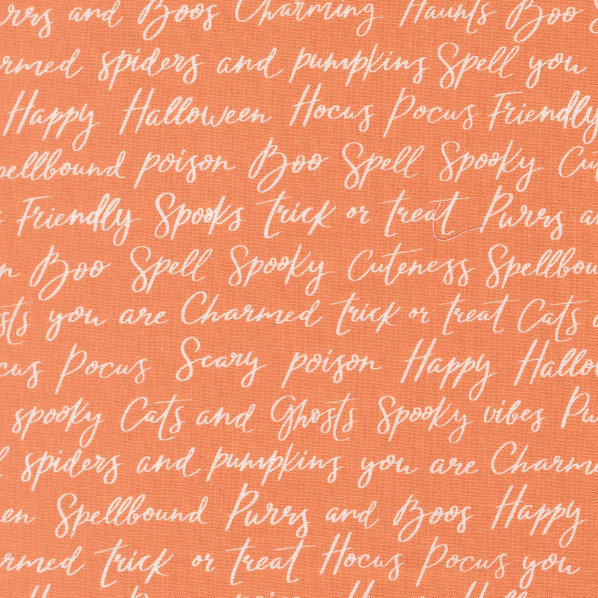 Moda Purrs and Boos by Elena Amo - Happy Halloween Text Print on Pumpkin (Item # 39062 14) - yardage - image 3