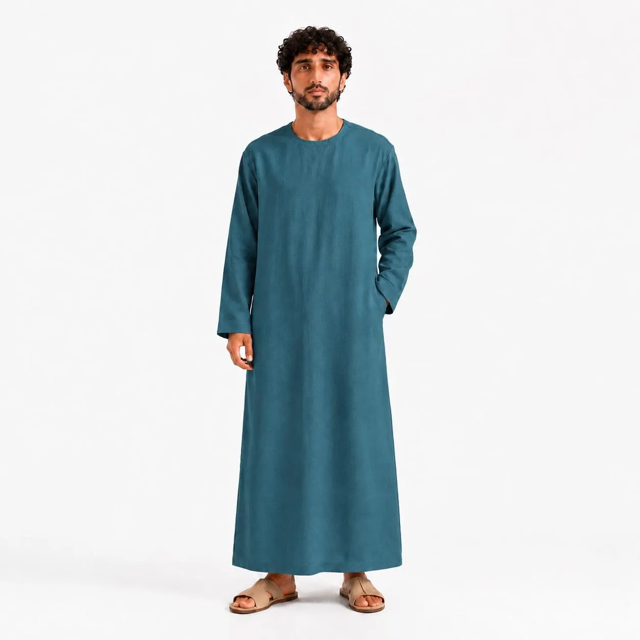 Ocean Wave Mens Thobe – Linen Kaftan – Modest Islamic Menswear – Luxury Thobe - image 3