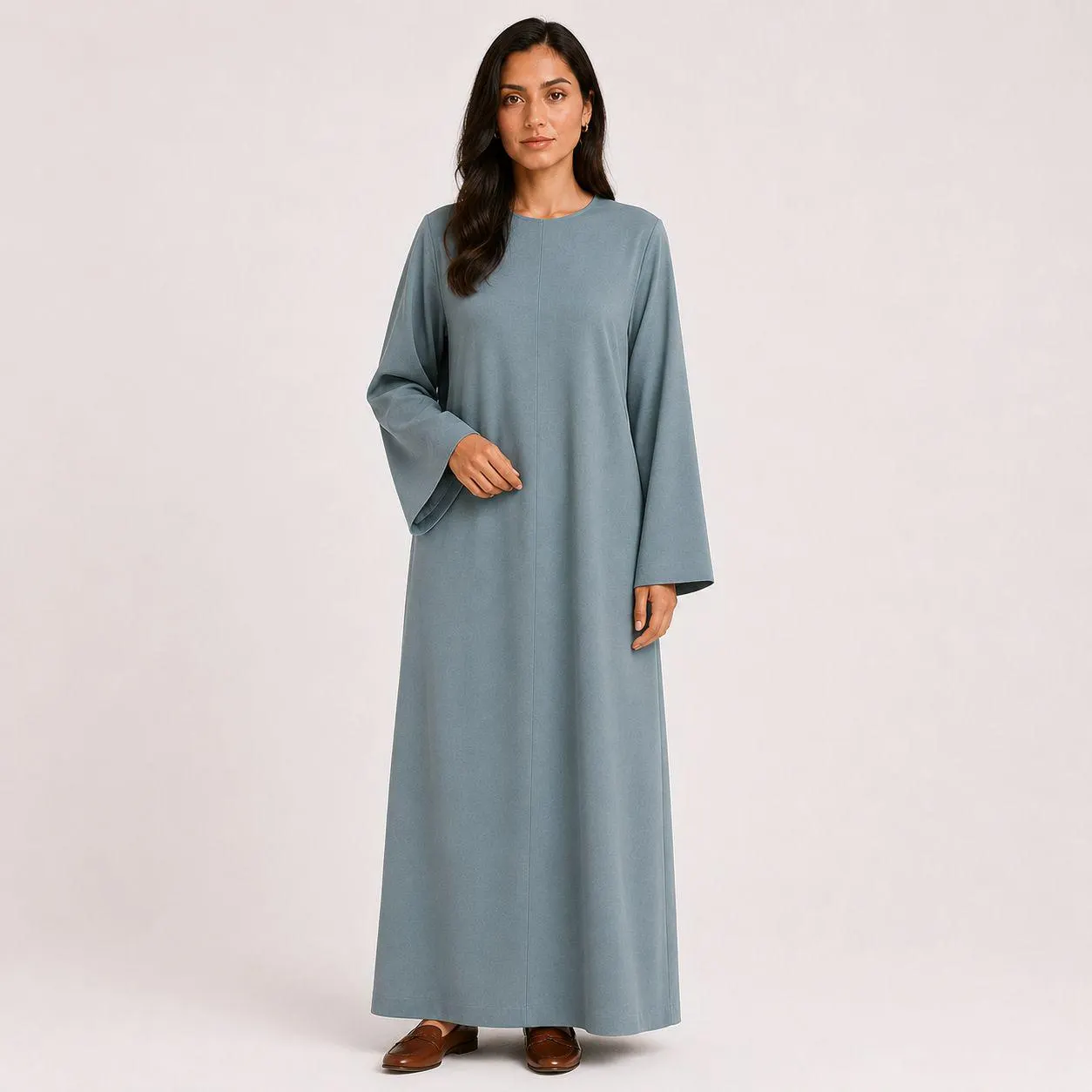 Ocean Wave Wide Sleeve Abaya Dress – Pure Organic Linen – Eid Outfit – Muslim Dress Women - image 4