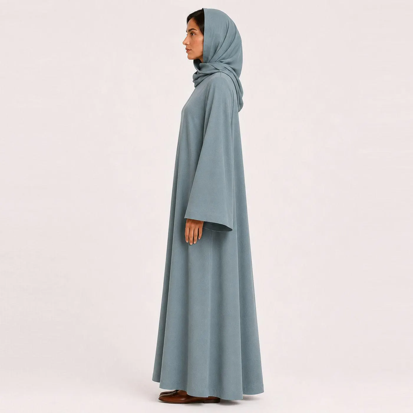 Ocean Wave Wide Sleeve Abaya Dress – Pure Organic Linen – Eid Outfit – Muslim Dress Women - image 2
