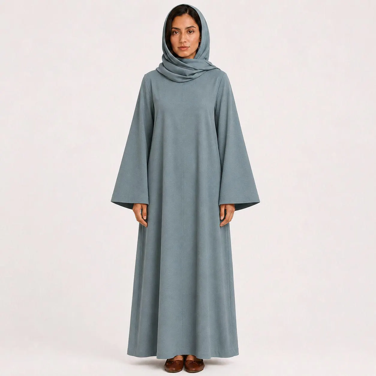 Ocean Wave Wide Sleeve Abaya Dress – Pure Organic Linen – Eid Outfit – Muslim Dress Women - image 3