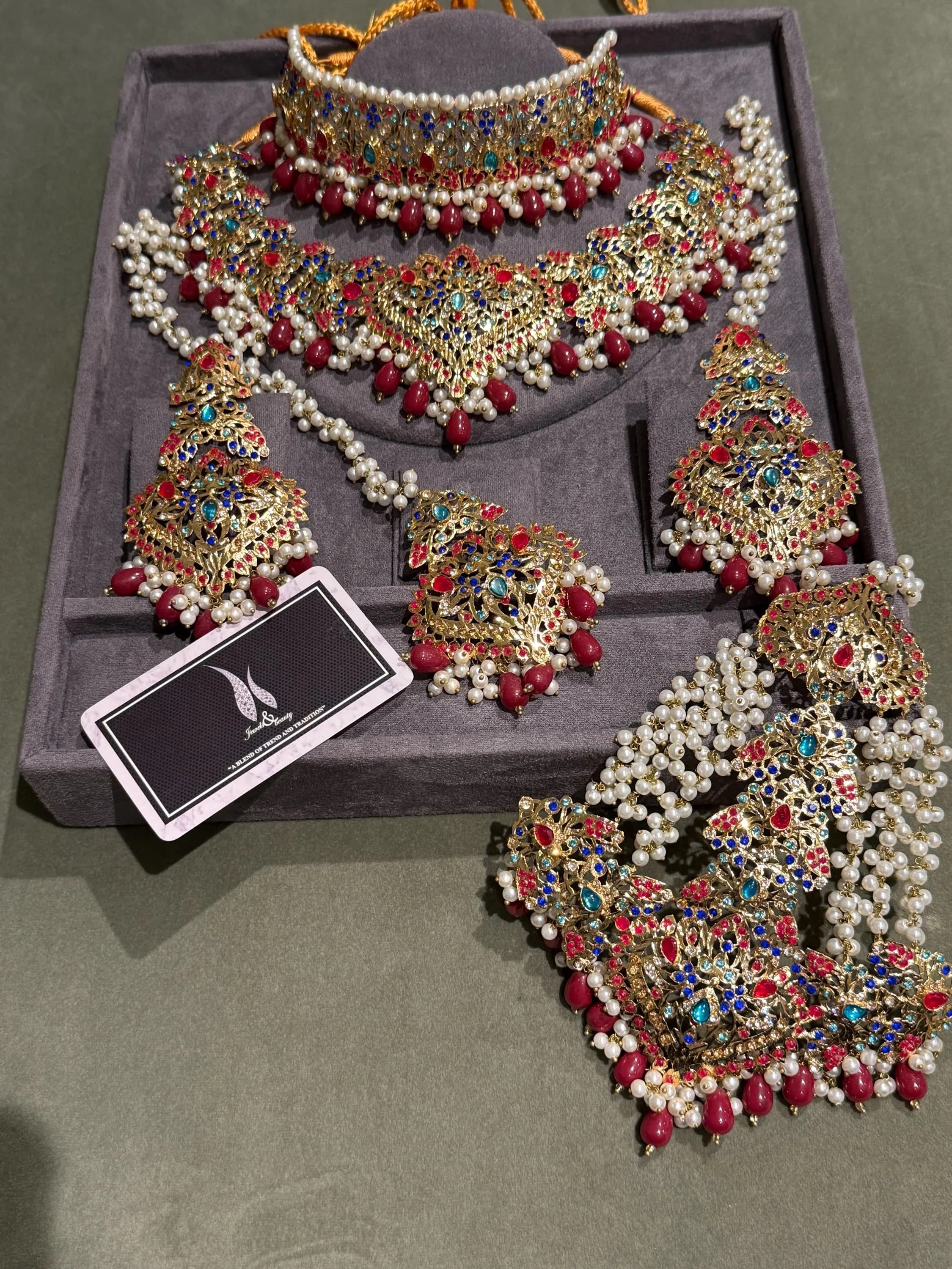 Indian Jewelry Set, Jhoomar, Hyderabadi Choker,