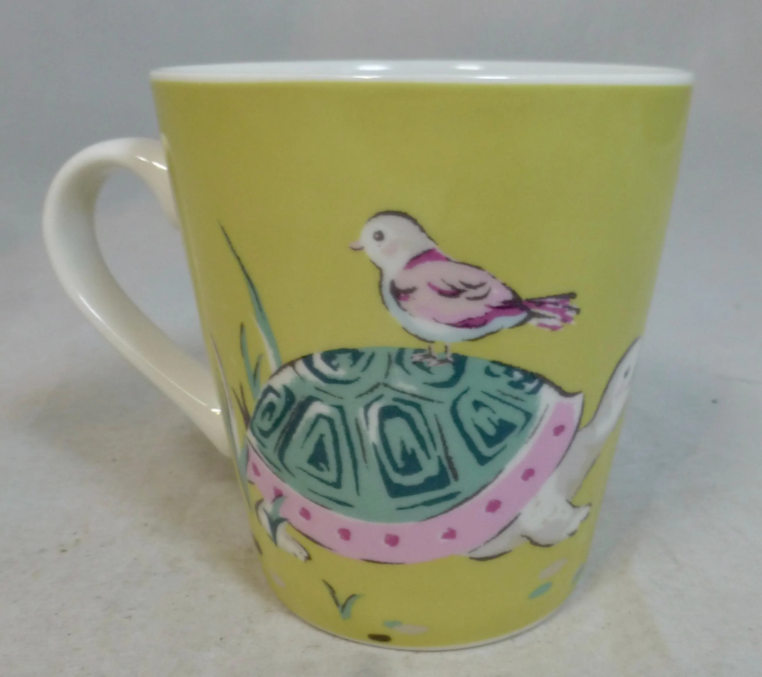 Cath Kidston Happy Tortoise and Bird Pastel Yellow Stanley Porcelain Mug – Curved Sides Genuine CK Animal Design – Iconic English Cup Gift - image 4