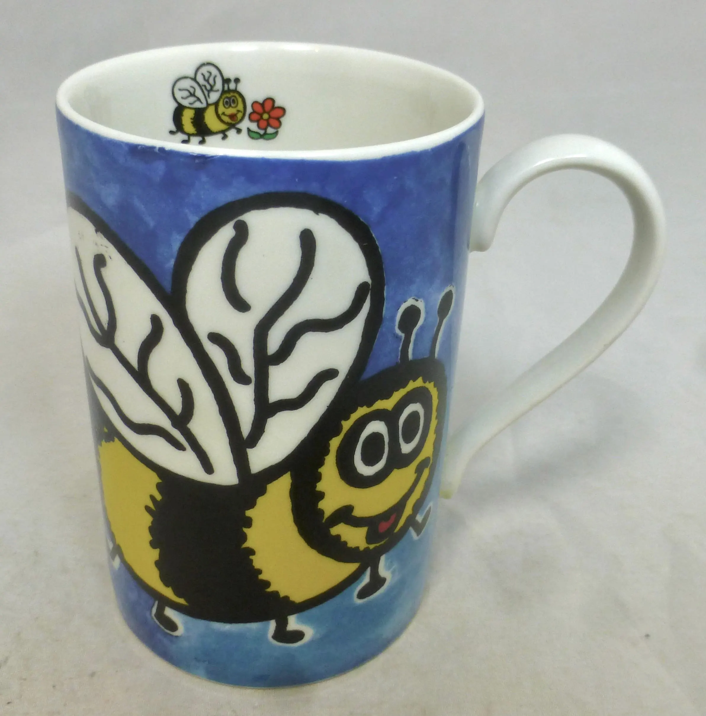 Dunoon Creepy Crawlies Scottish Blue Stoneware Porcelain Mug - Fun Bumble Bee & LadyBird Design by Jane Brookshaw - Made in Scotland - VGC - image 3