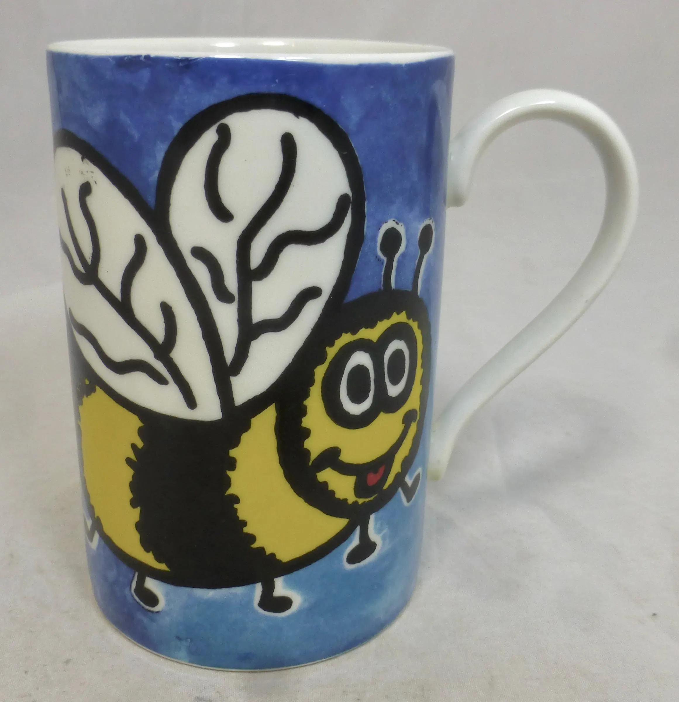 Dunoon Creepy Crawlies Scottish Blue Stoneware Porcelain Mug - Fun Bumble Bee & LadyBird Design by Jane Brookshaw - Made in Scotland - VGC - image 5