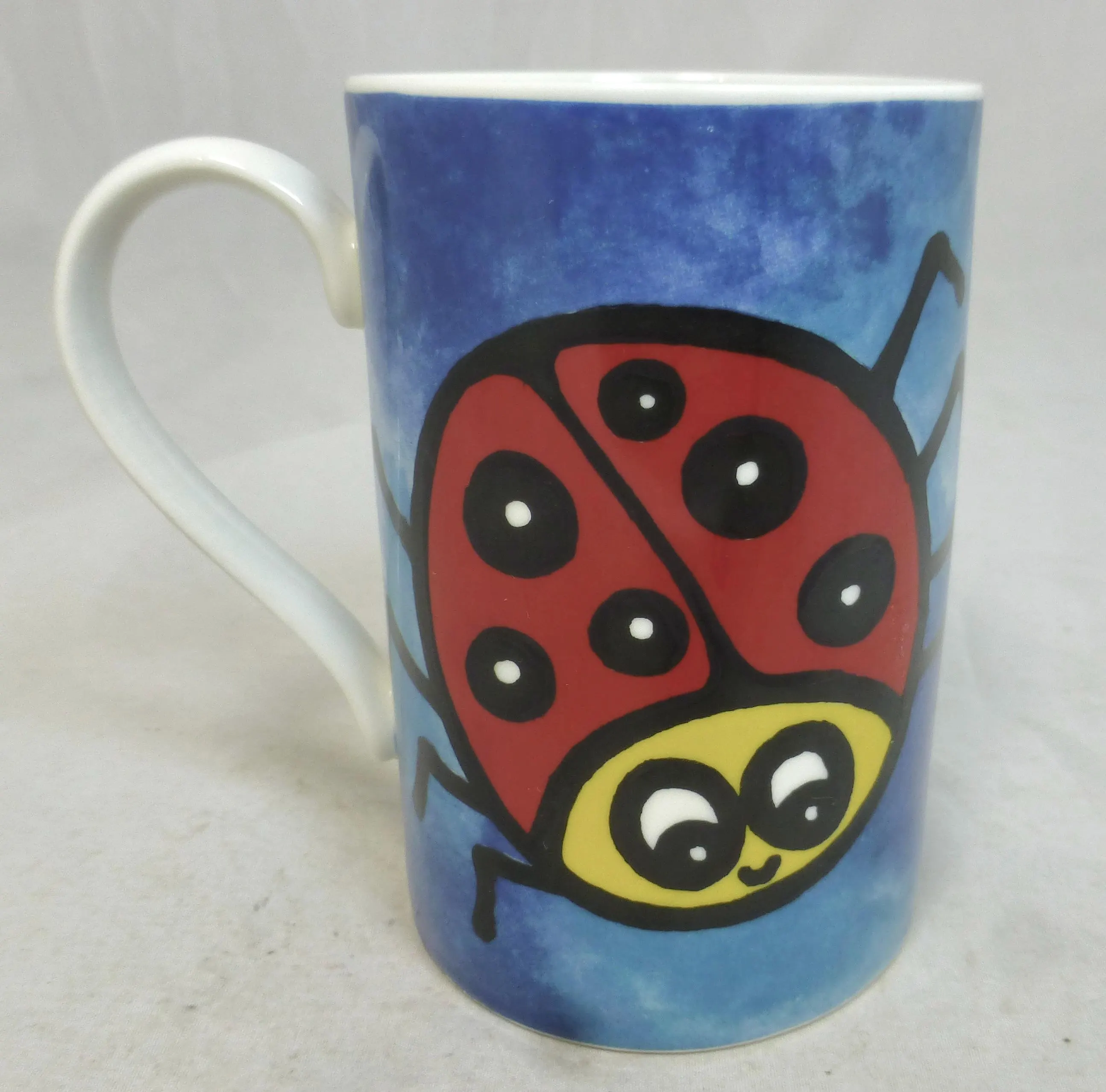 Dunoon Creepy Crawlies Scottish Blue Stoneware Porcelain Mug - Fun Bumble Bee & LadyBird Design by Jane Brookshaw - Made in Scotland - VGC - image 4