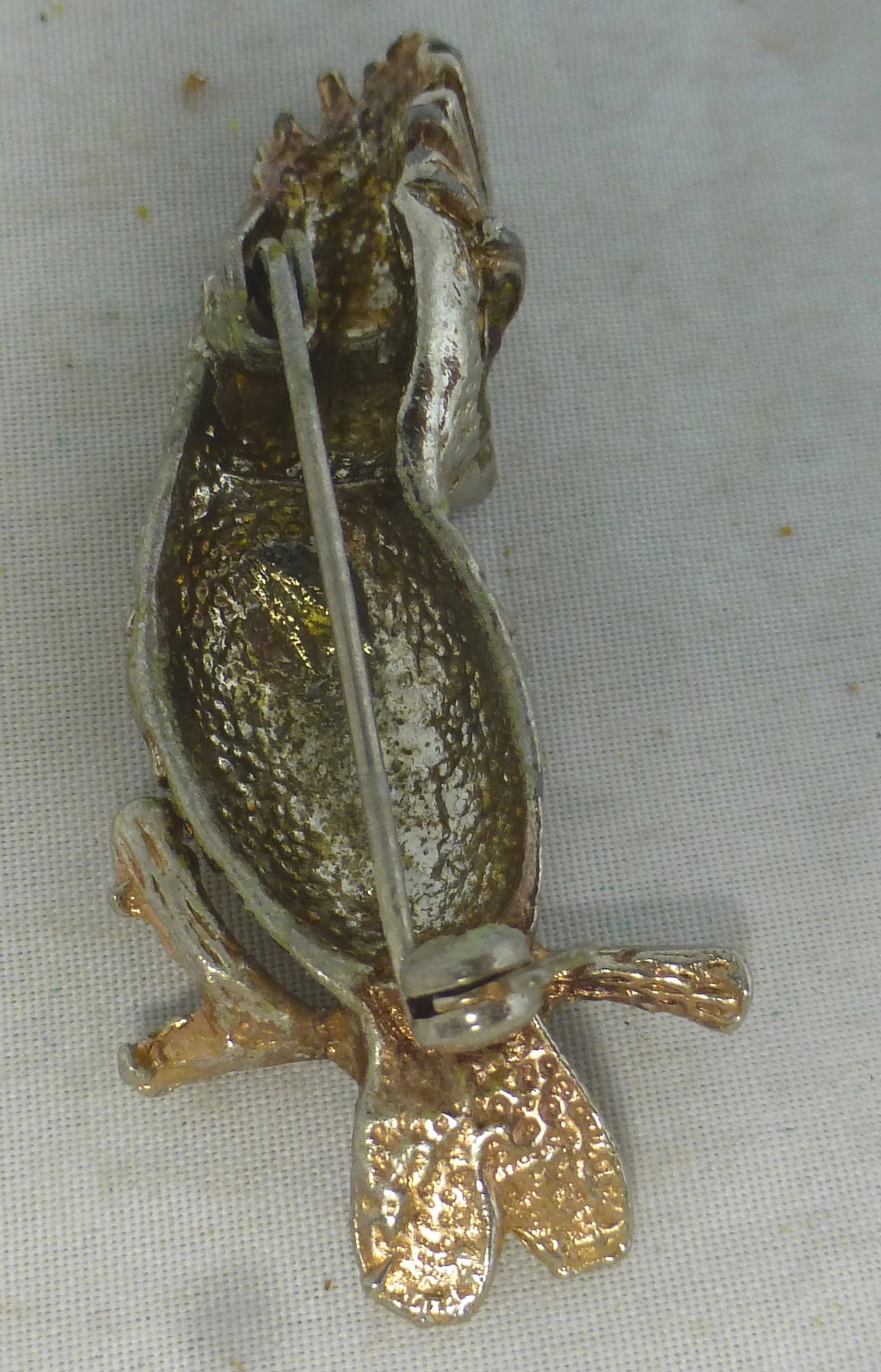 Vintage Cockatoo Parrot Silver Tone Metal with Two Ruby Red Crystal Eyes Pin Brooch - Budgie / Parakeet / Bird Animal Costume Jewellery Gift - image 5