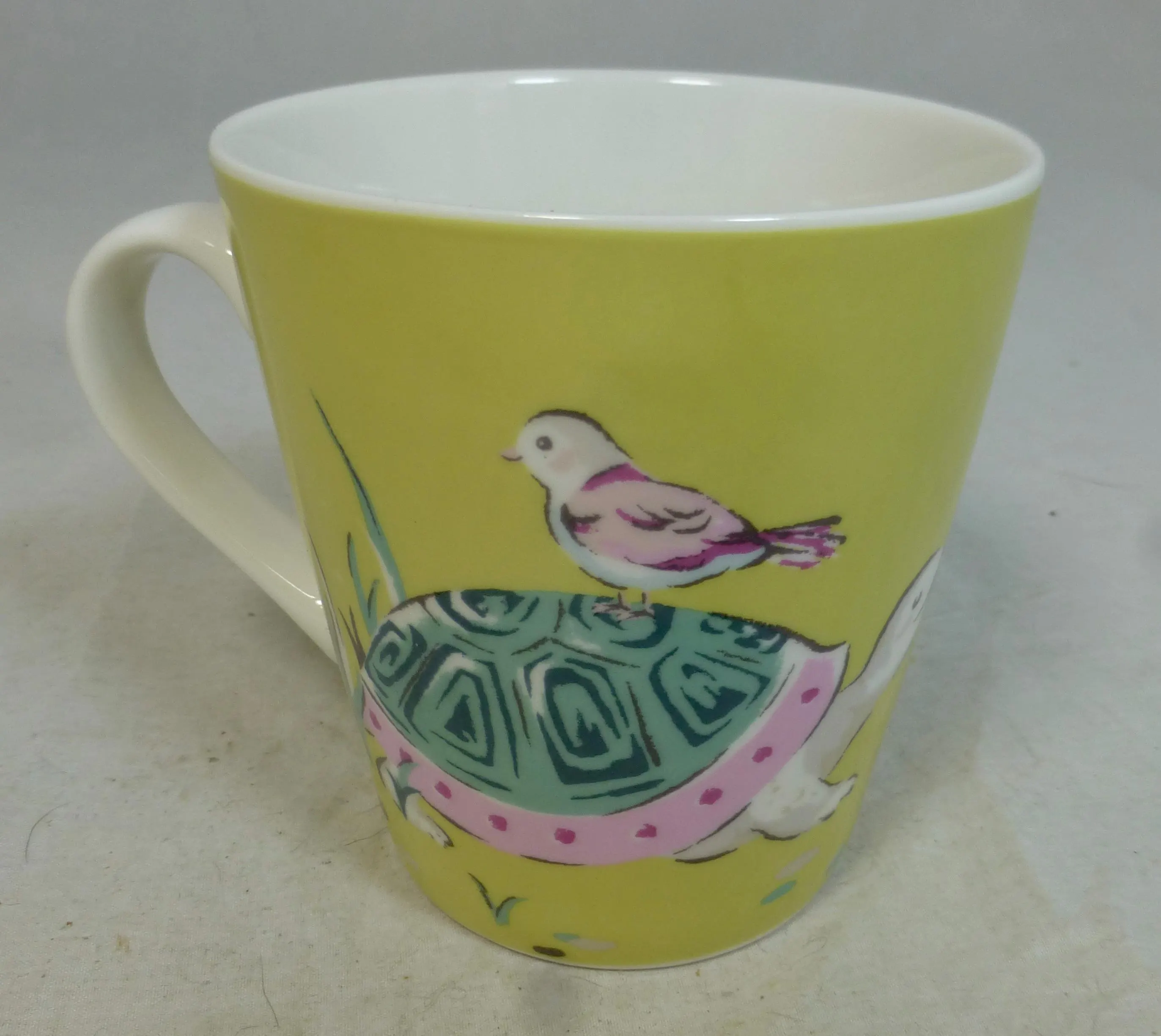 Cath Kidston Happy Tortoise and Bird Pastel Yellow Stanley Porcelain Mug – Curved Sides Genuine CK Animal Design – Iconic English Cup Gift - image 3