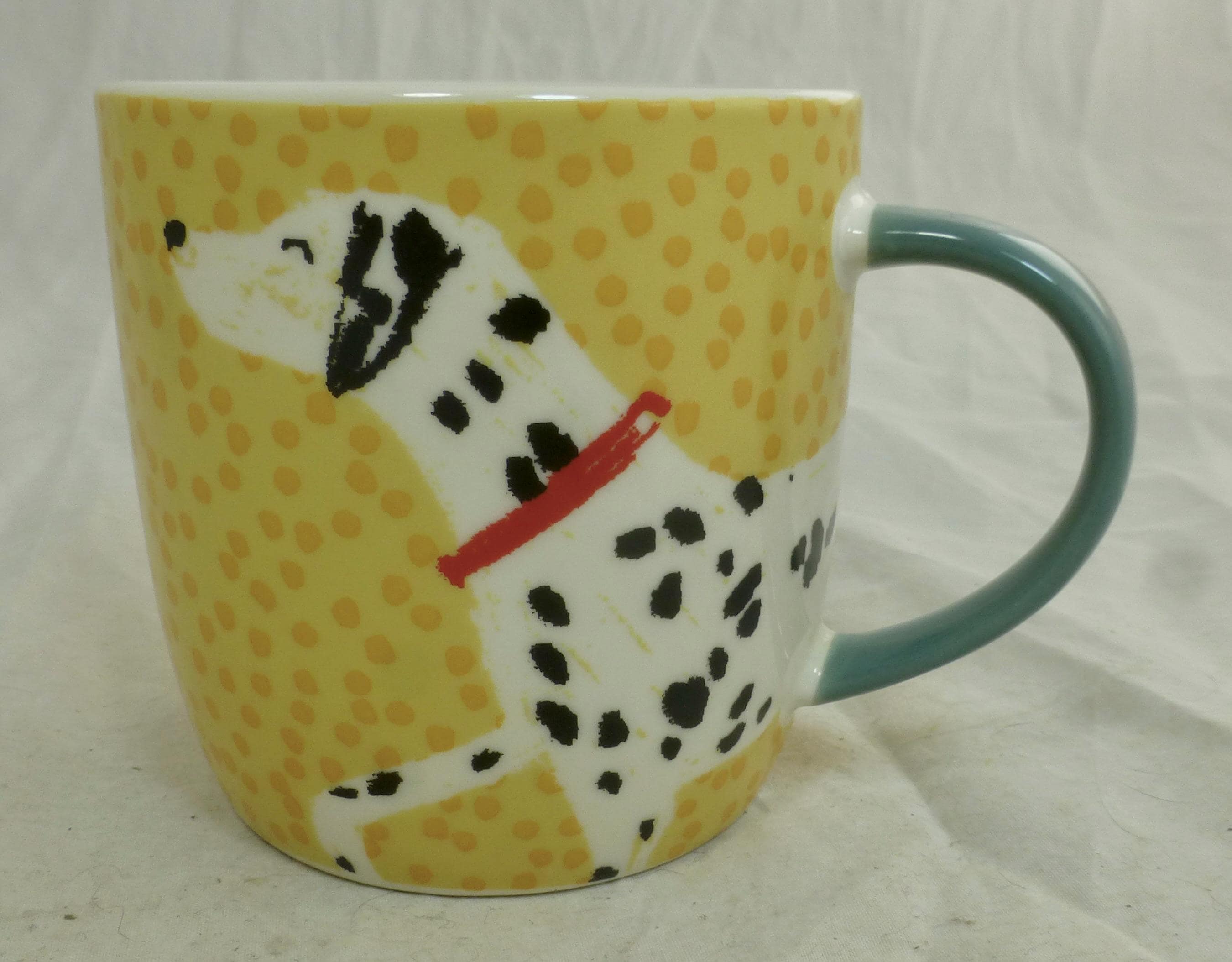 Habitat Dalmatian Spotty Dog Illustration Porcelain Mug or Cup with Yellow Background - Designer Pedigree Dog Owner Fun Gift - image 4
