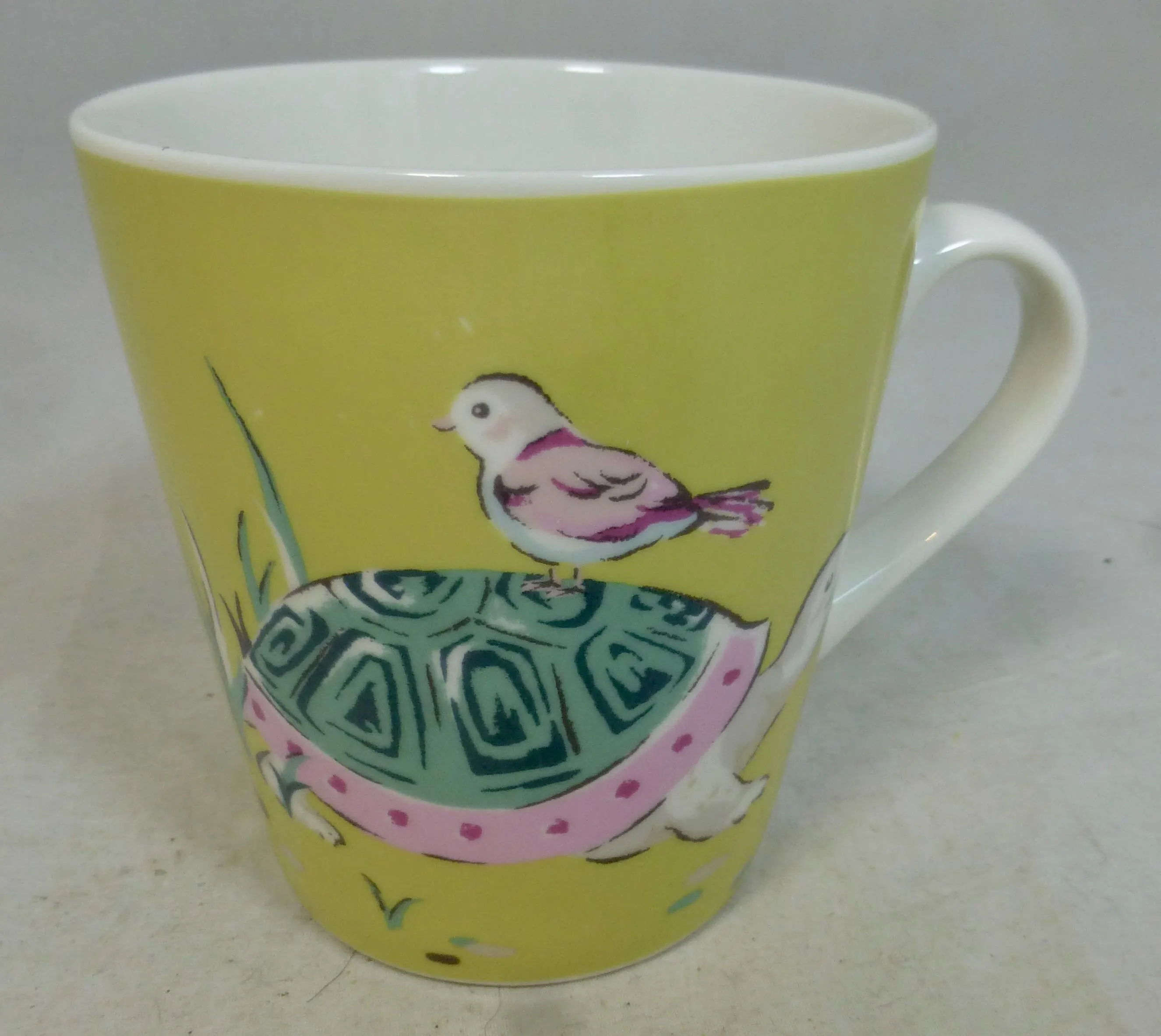 Cath Kidston Happy Tortoise and Bird Pastel Yellow Stanley Porcelain Mug – Curved Sides Genuine CK Animal Design – Iconic English Cup Gift - image 5