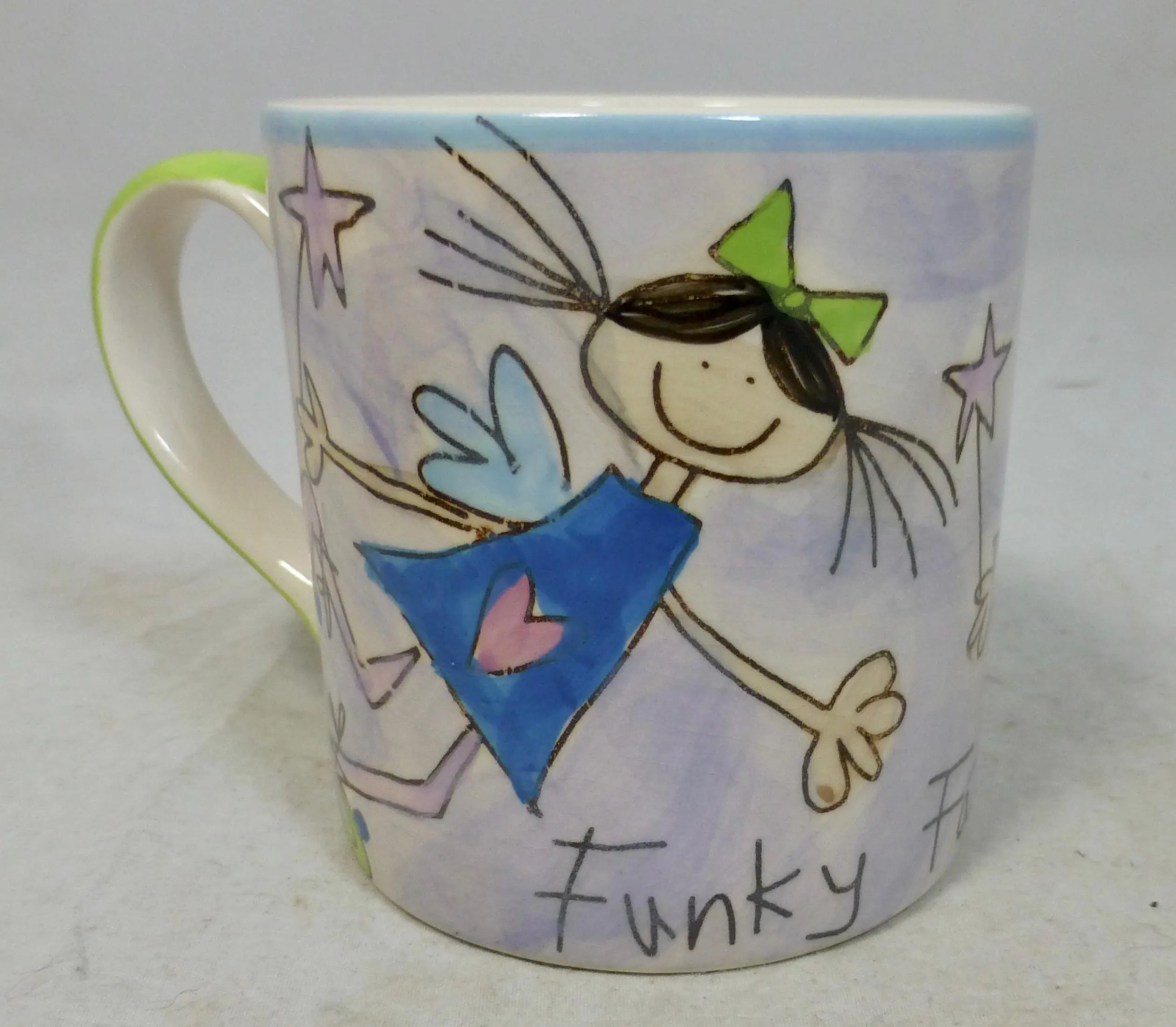 Funky Fairies Princesses with Crowns & Stars Wands Hand Painted Small Porcelain Mug by The Pier - Fabulous Fun Fairy Gift - image 3