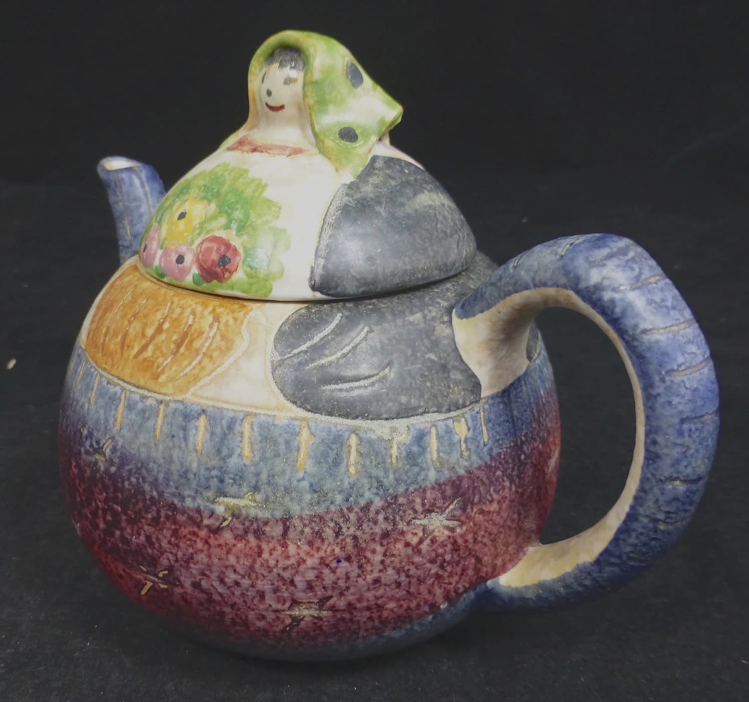 Vintage Italica ARS Italian Peasant Woman Hand Painted Pottery Teapot – Unique Italian Handmade Studio Pottery - Made in Italy - Collectable - image 4