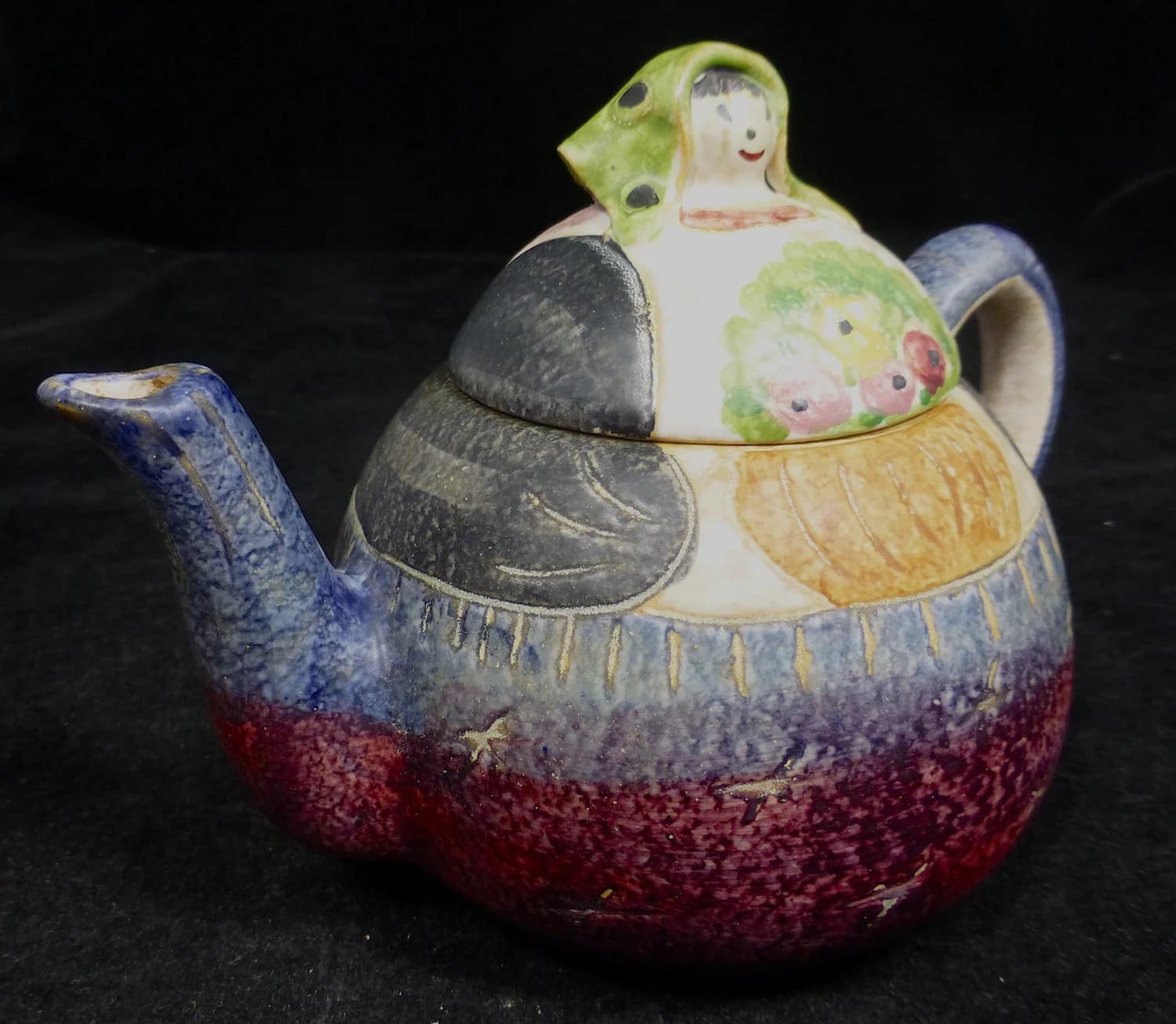 Vintage Italica ARS Italian Peasant Woman Hand Painted Pottery Teapot – Unique Italian Handmade Studio Pottery - Made in Italy - Collectable - image 5