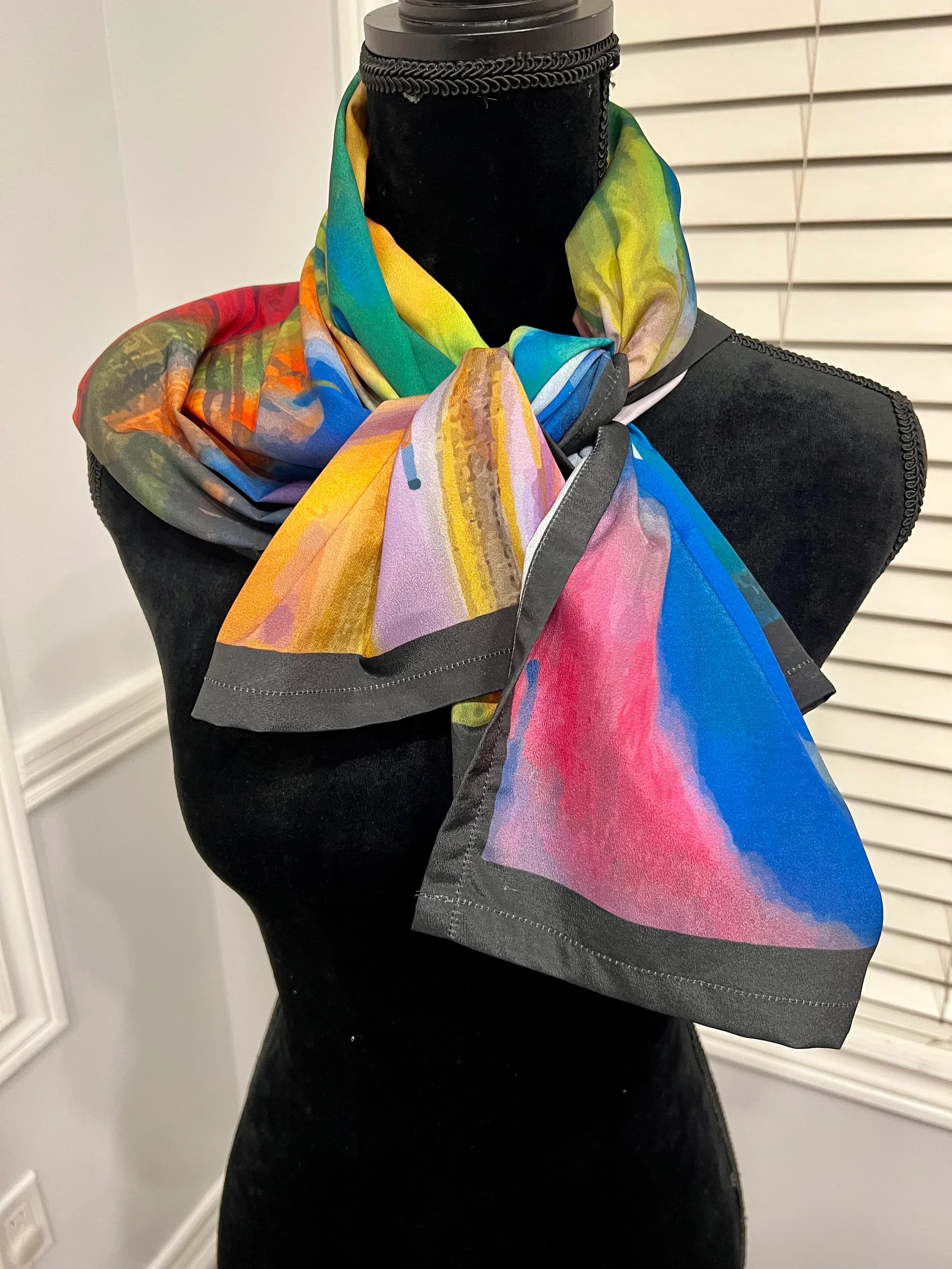 Art Silk Scarf made with a digital imprint of a real acrylic painting