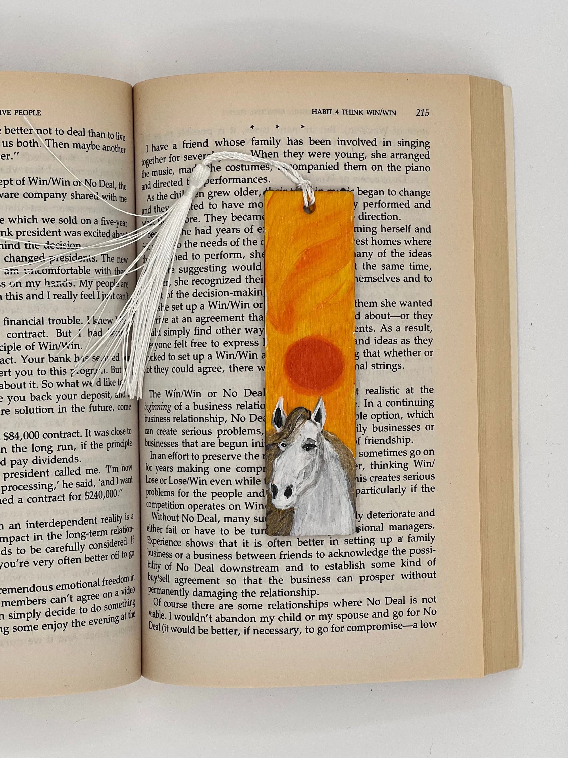 Wooden handmade hand painted bookmark gift for book lovers, readers, book club