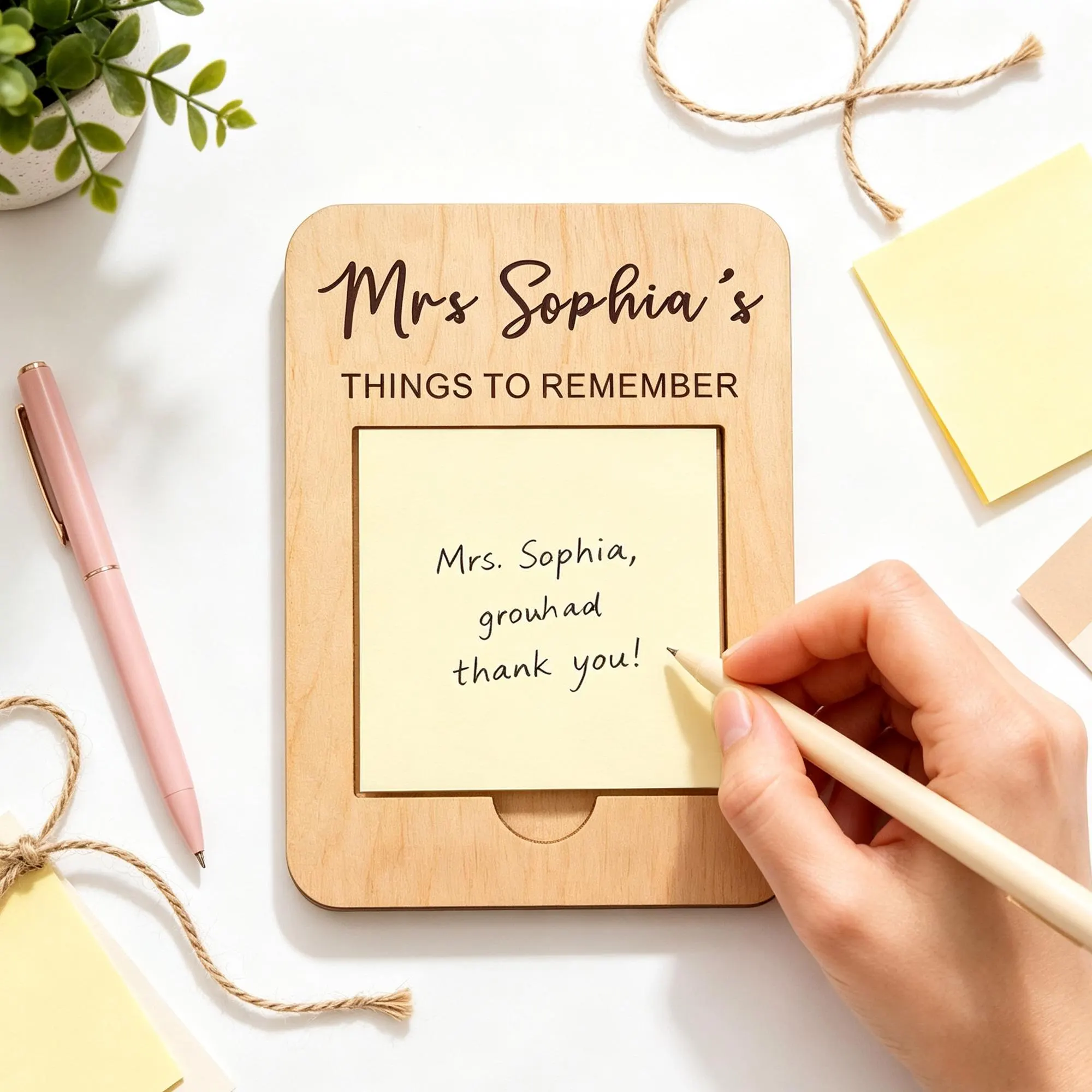 Personalised Note Holder, Thank You Teacher Gifts, Wooden Sticky Note Holder, Teacher Appreciation Gifts End of the Year