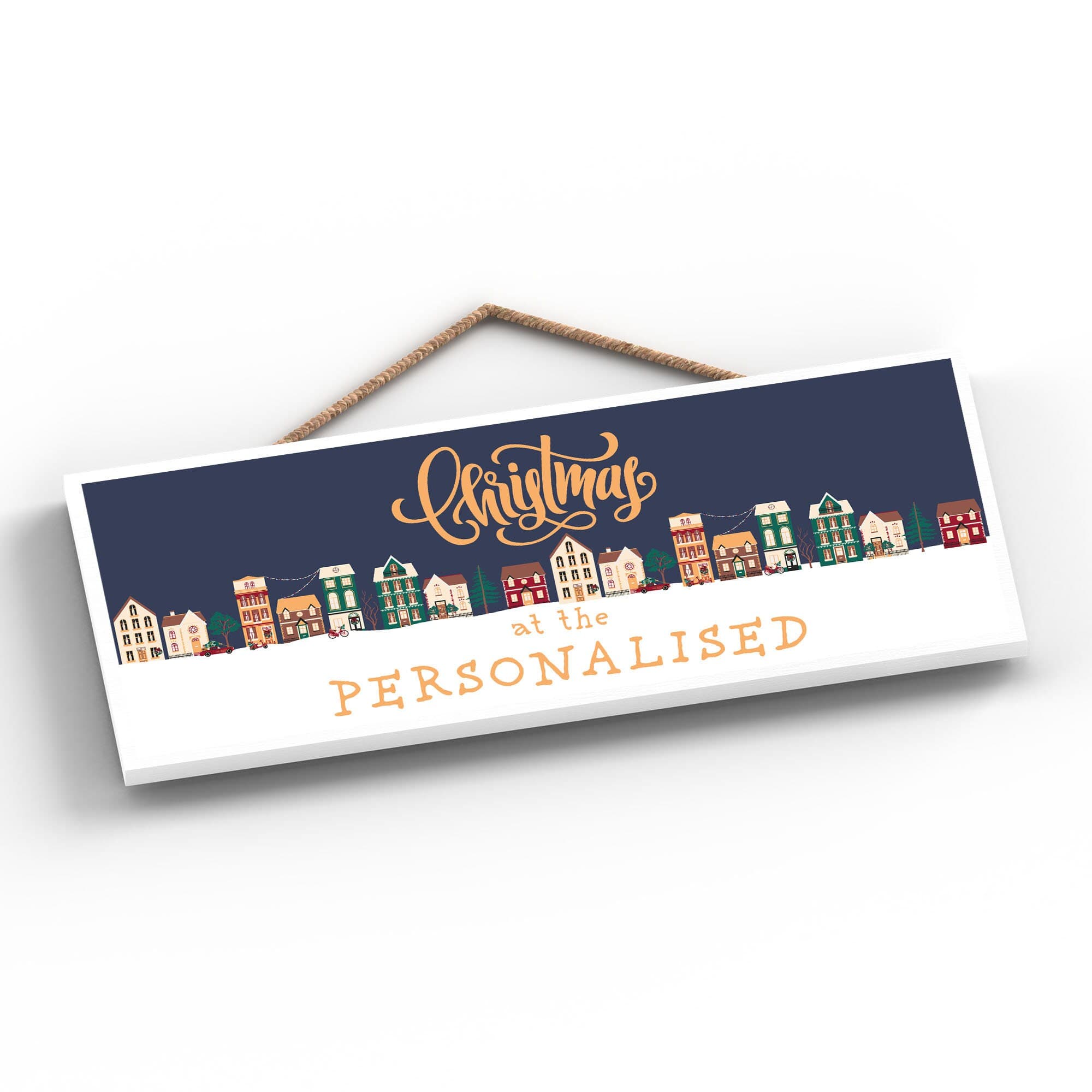 Personalized Christmas Street Scene Wooden Hanging Plaque - image 4