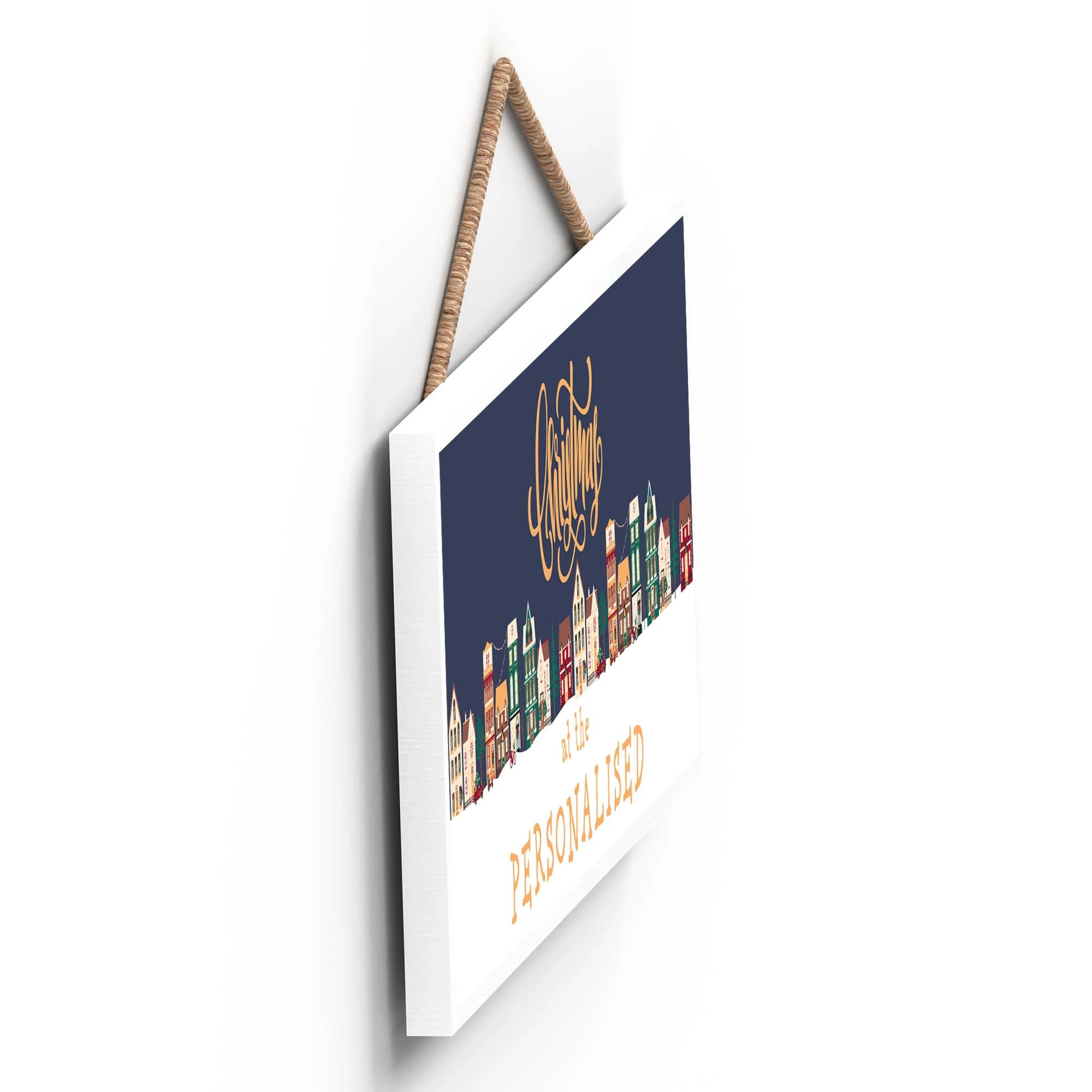 Personalized Christmas Street Scene Wooden Hanging Plaque - image 5