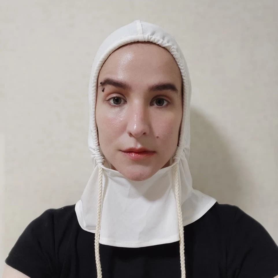 Milk White Jersey Under Hijab Hood, Muslim Headscarf Cap - image 3