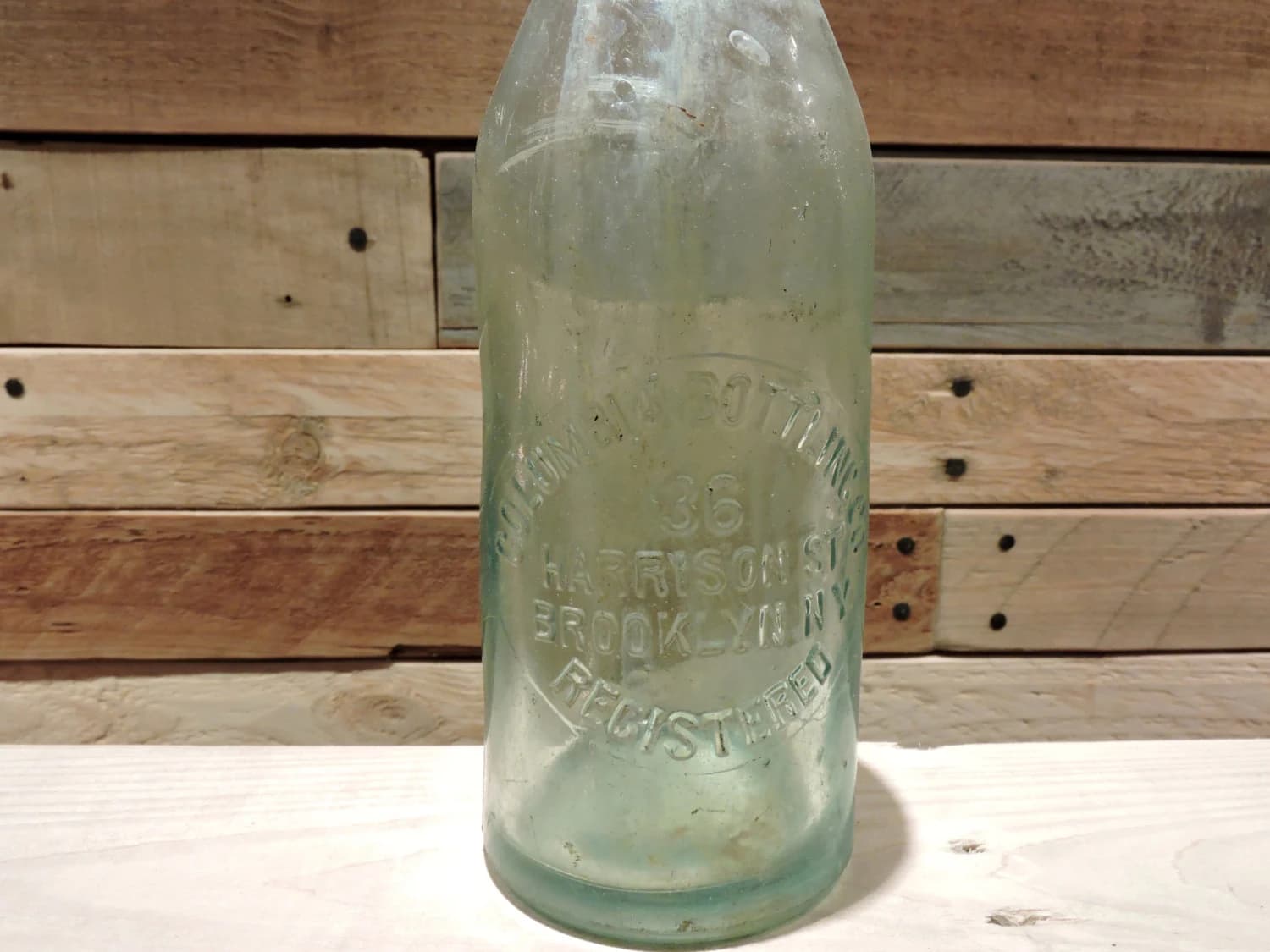 Columbia Bottling Co. 36 Harrison St. Brooklyn, N.Y., Vintage Bottle, Embossed Lettering - image 3