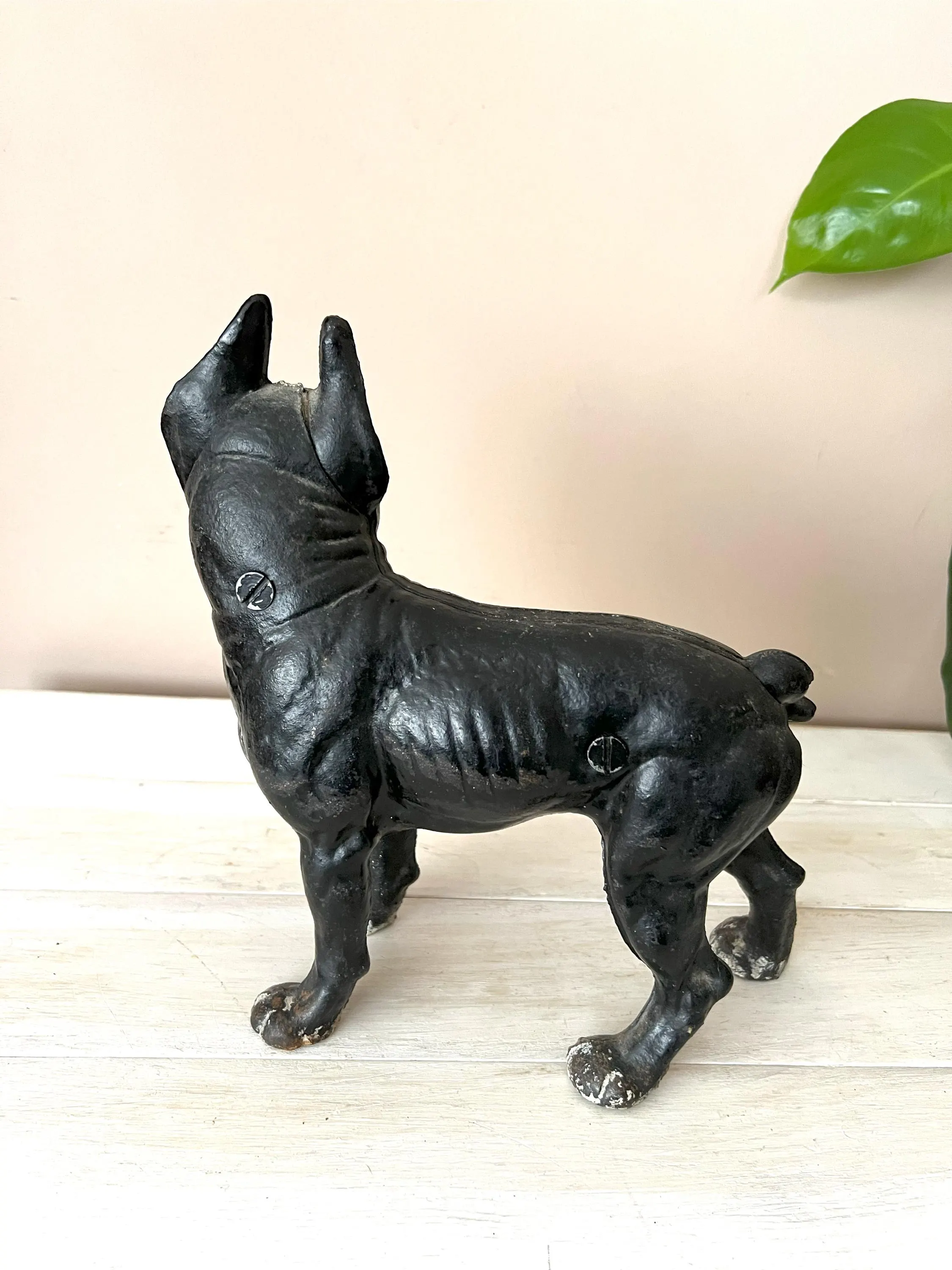 Vintage Cast Iron Boston Terrier Dog Door Stopper, Hubley Style Dog Door Stopper - image 3
