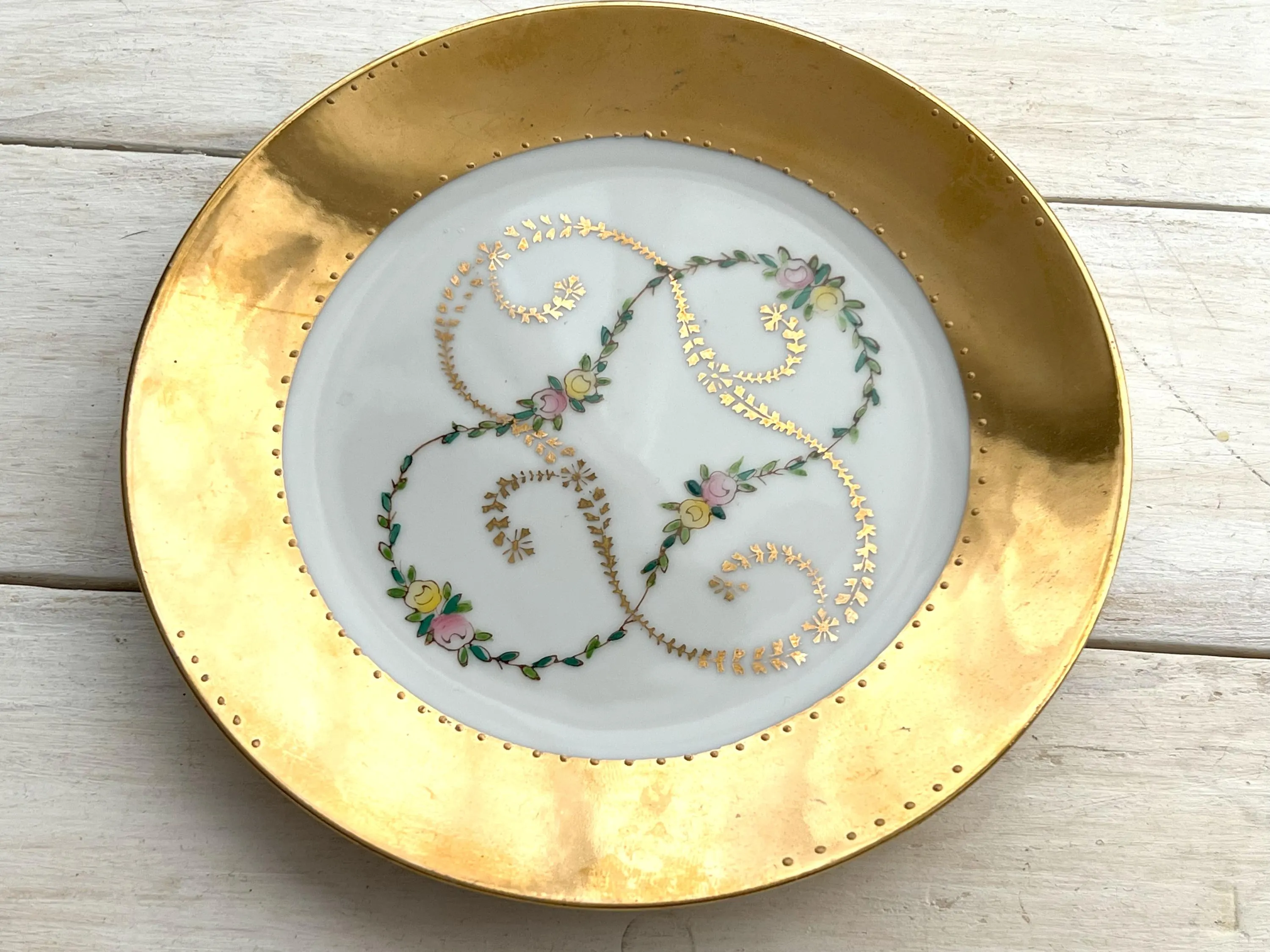 Vintage Arnart Plate, Original Arnart Creation Plate. Japan, Number S7647, Gold Trim with Flower Design, 6 3/4 - image 3