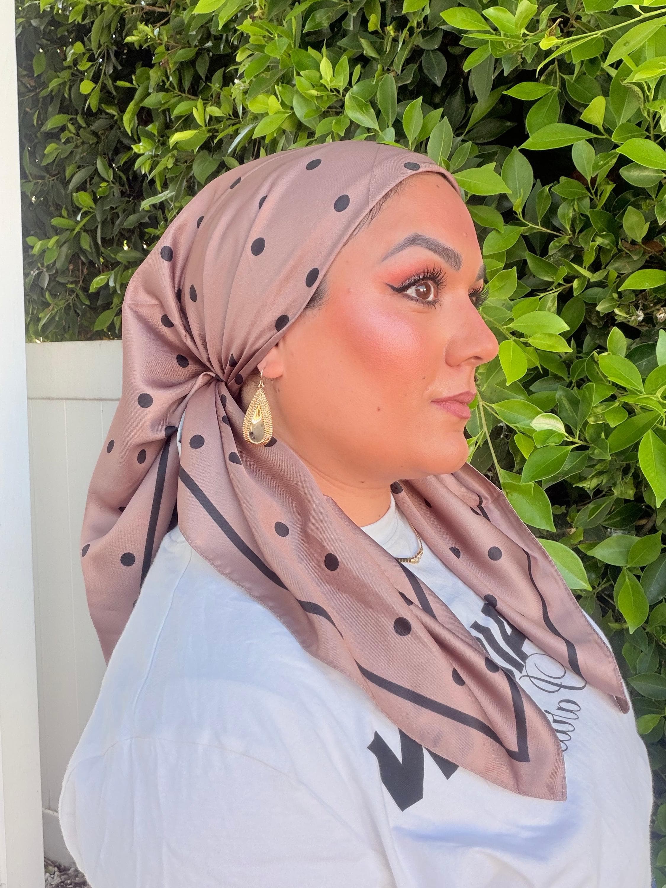 Polka Dot Satin Square Tichel - Taupe-square-The Little Tichel Lady