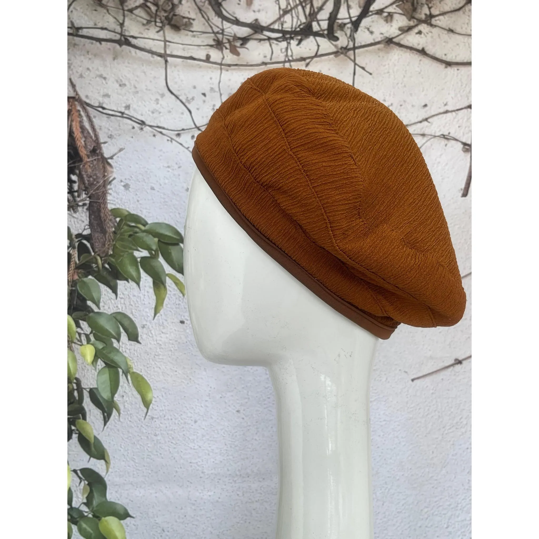 Embellished Hat - Size #2 Rust Bow-Hat-The Little Tichel Lady