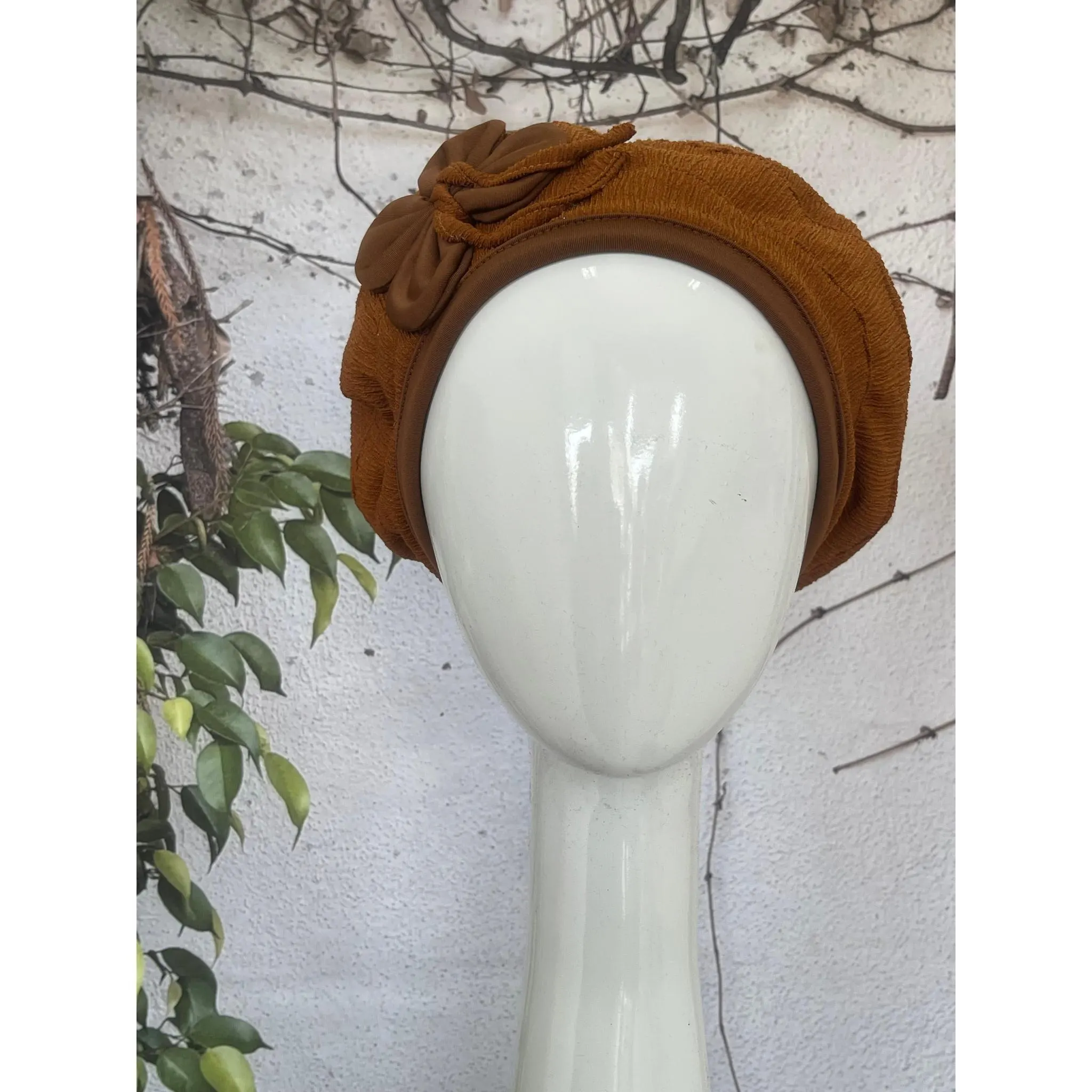 Embellished Hat - Size #2 Rust Bow-Hat-The Little Tichel Lady