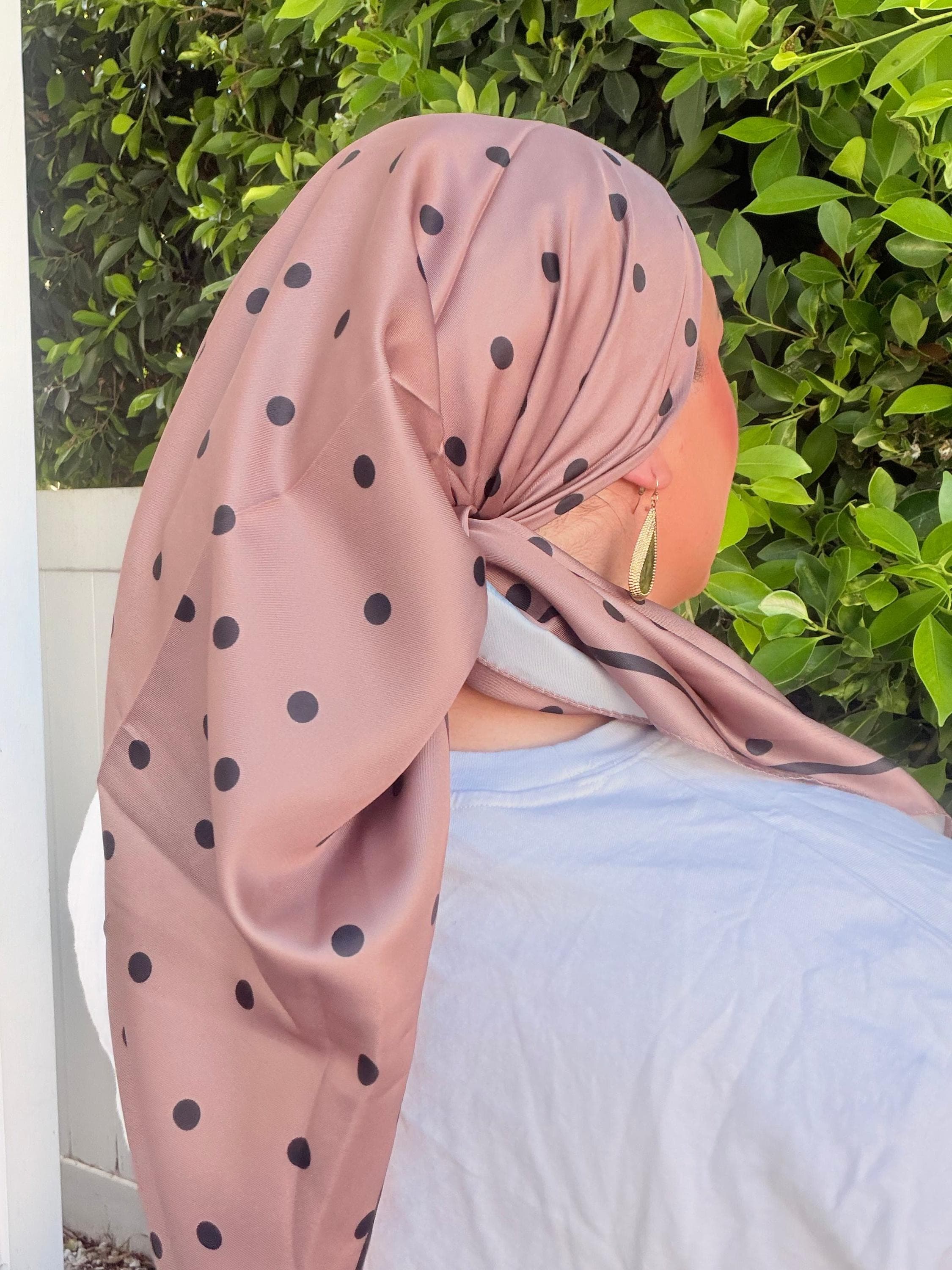 Polka Dot Satin Square Tichel - Taupe-square-The Little Tichel Lady
