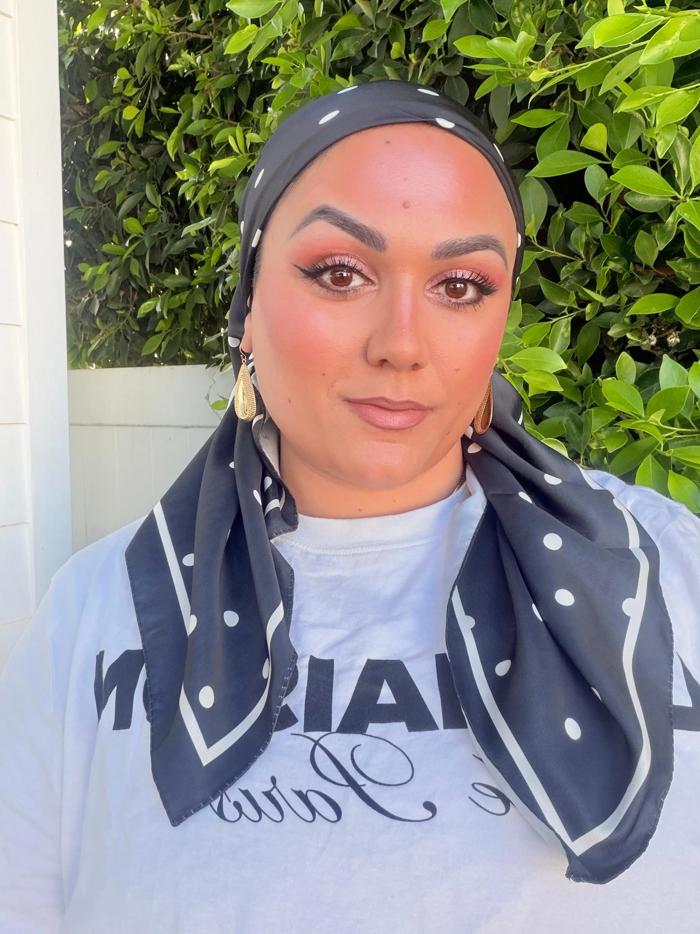 Black Polka Dot Satin Square Tichel, Women's Headscarf, Modest Hair Covering, Lightweight Satin Scarf for Everyday Wear