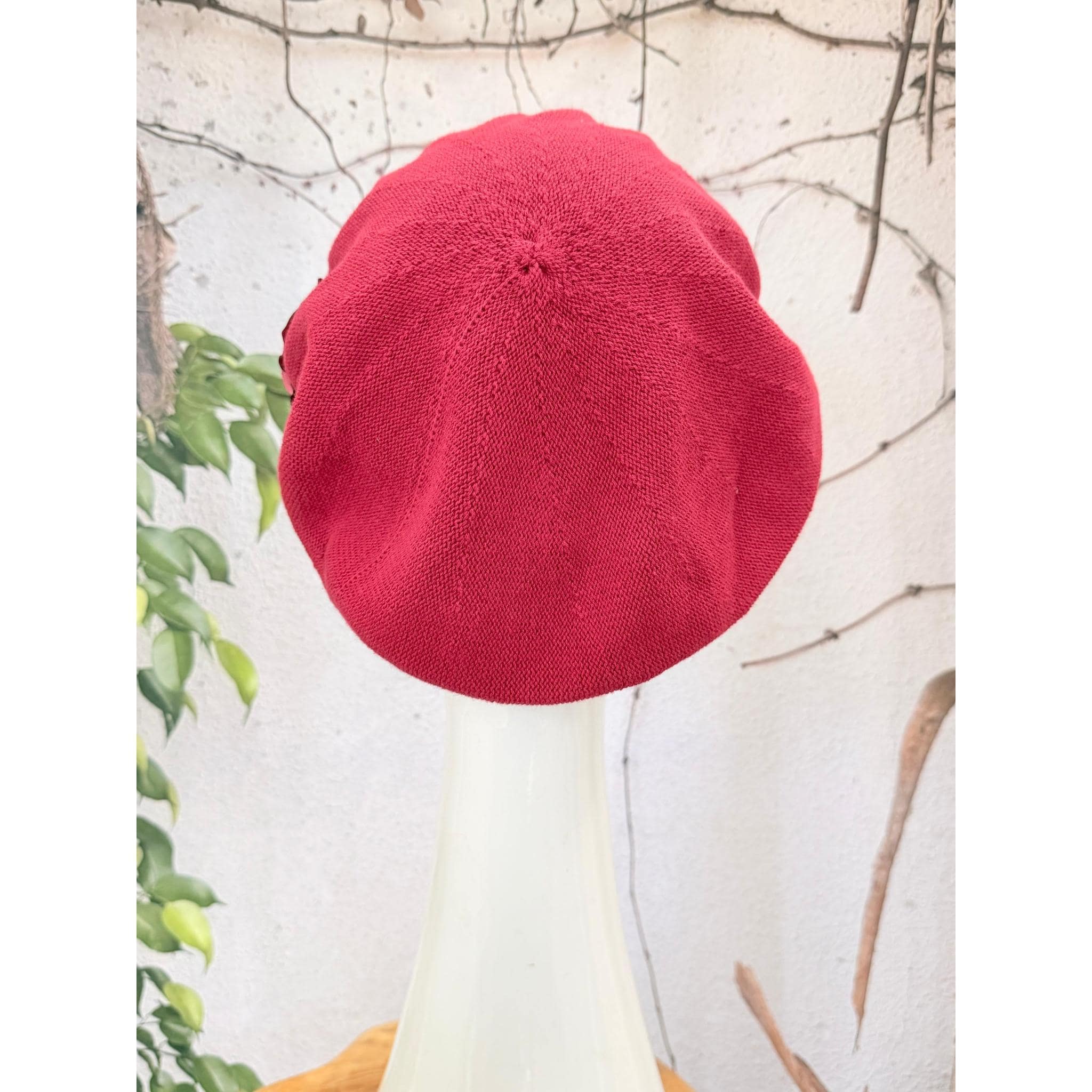 Embellished Cotton Beret - Medium/Large, Muted Burgundy-Beret-The Little Tichel Lady