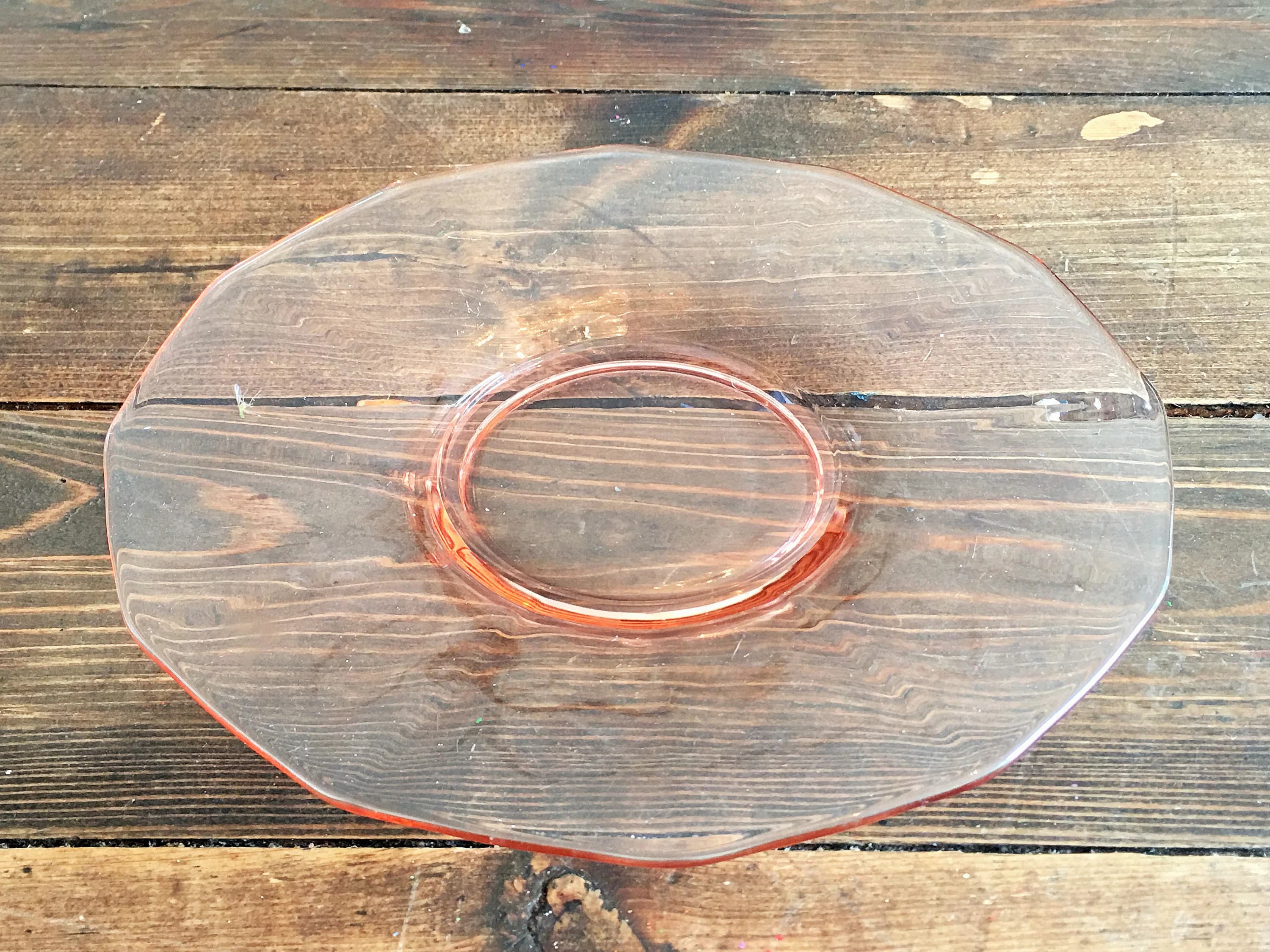 Small Pink Depression Glass Plate Collectible Pink Glass Plate Small Depression Glass Plate