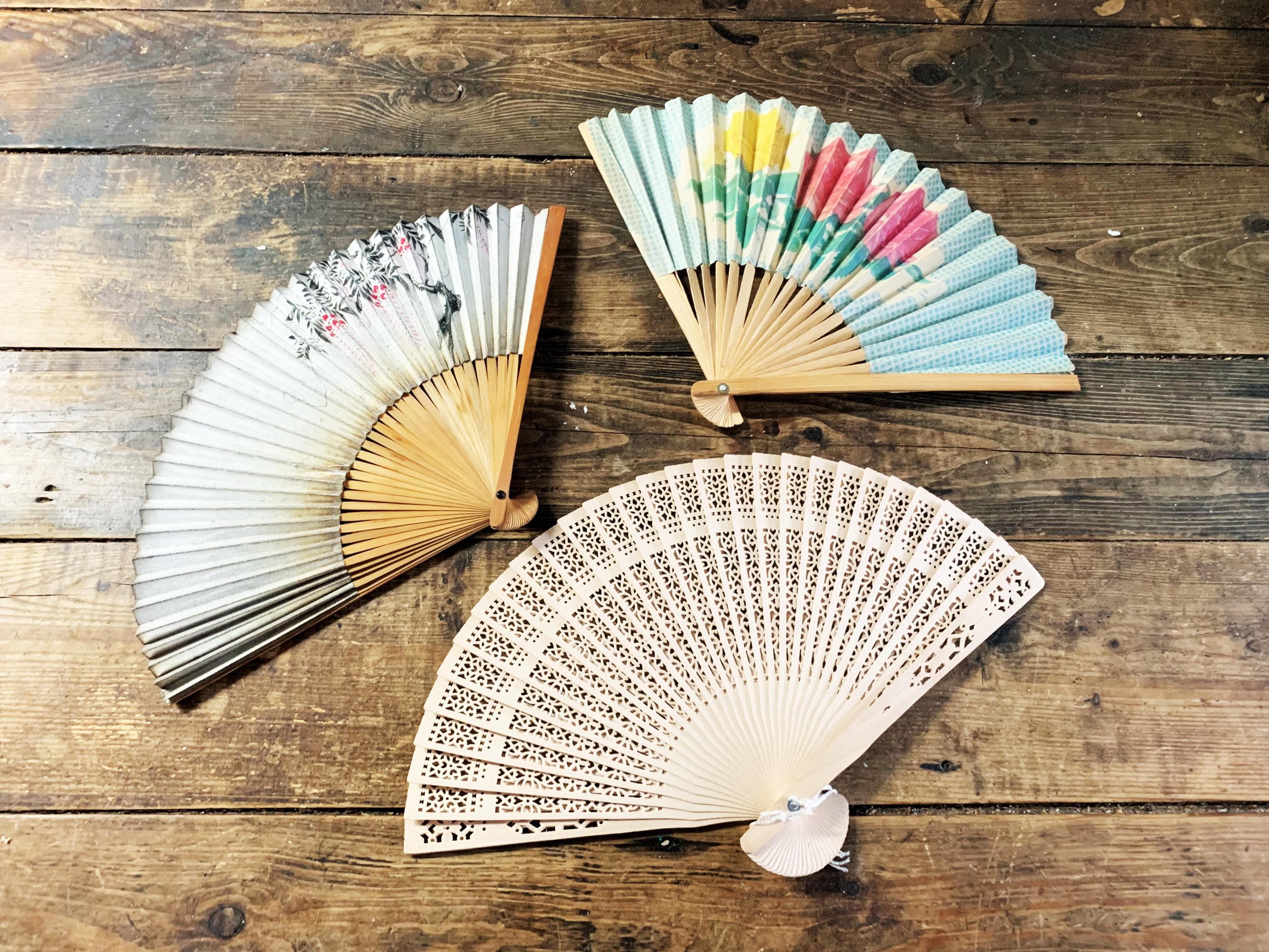 Collection of Vintage Asian Hand Fans Decorative Asian Décor Hand Fan Set of Hand Fans Wooden Hand Fan Bamboo Hand Fan - image 3