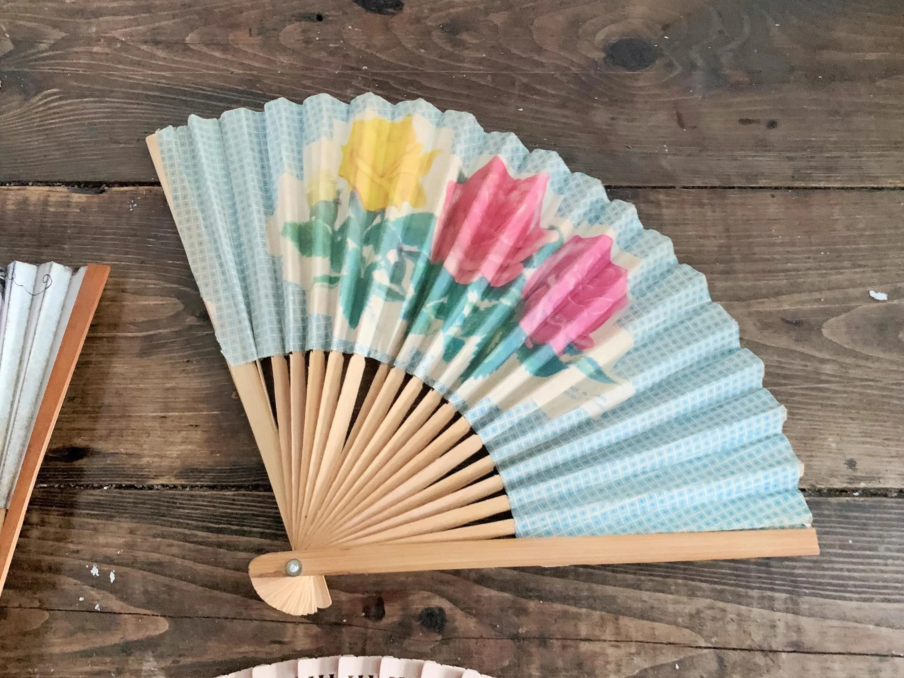 Collection of Vintage Asian Hand Fans Decorative Asian Décor Hand Fan Set of Hand Fans Wooden Hand Fan Bamboo Hand Fan - image 5