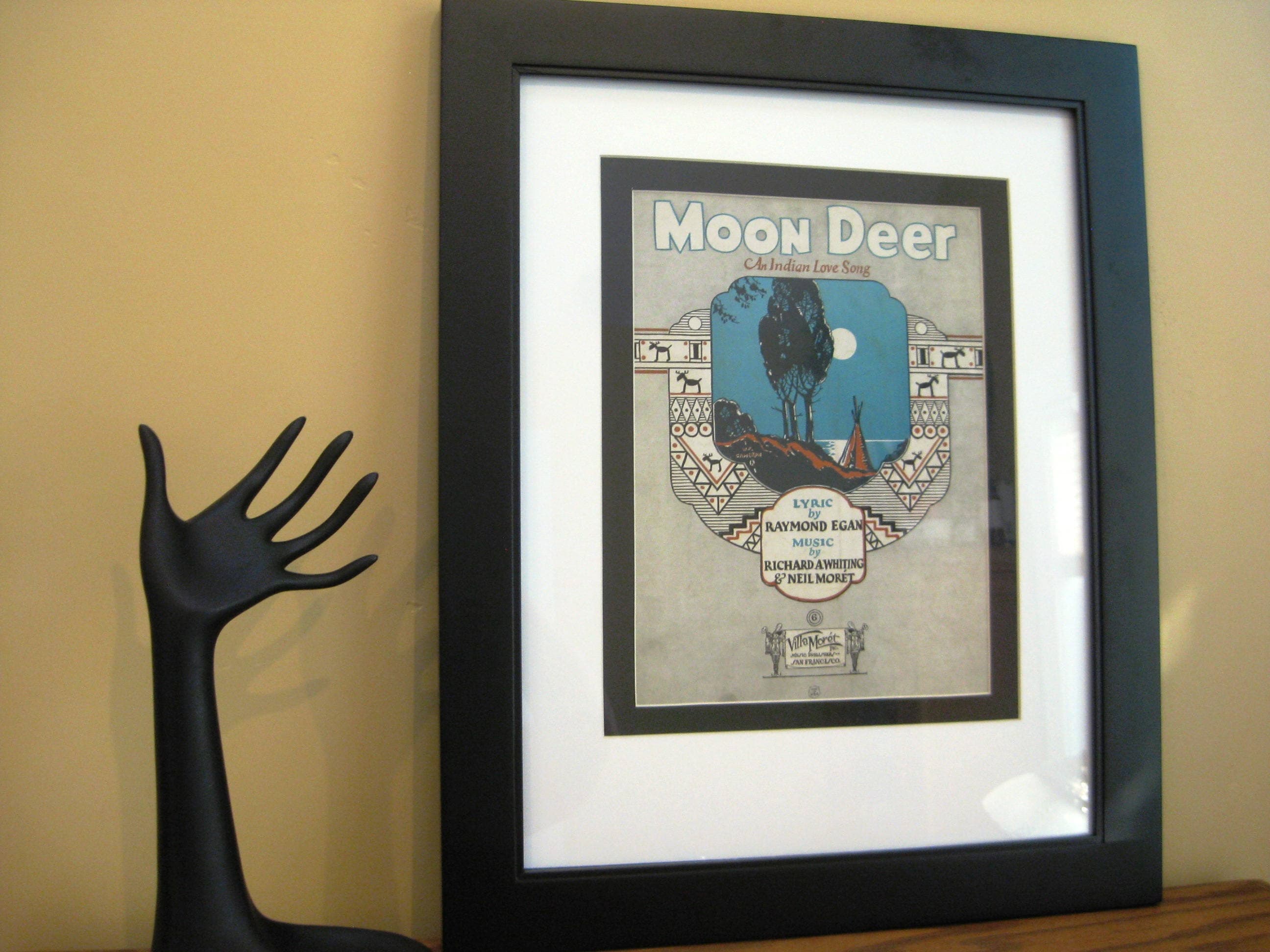 Matted Sheet Music, "Moon Deer, An Indian Love Song," Antique 1925, Wall Art, 14 x 18 Inches - image 5