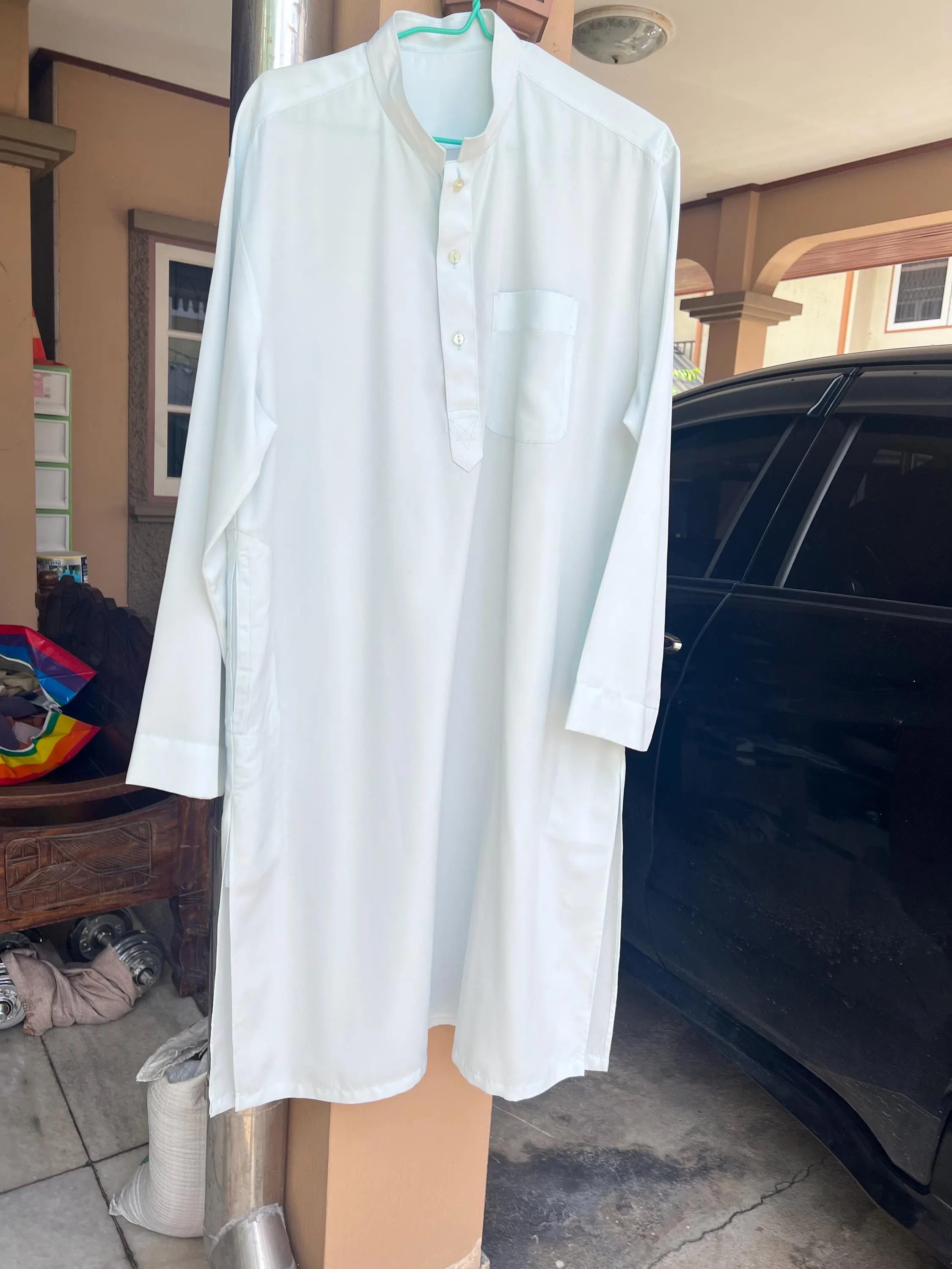 Vintage muslim Mens Kurta Shirt, Chest 48", Length 44", Long Sleeve Thobe, Modest Islamic Clothing, Soft Lightweight Comfortable Fabric T4 - image 3